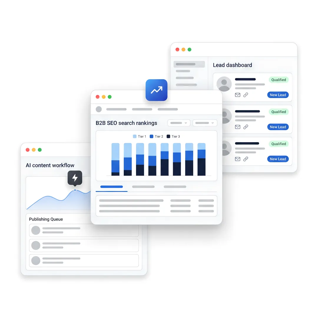 SEO strategist reviewing B2B growth dashboard