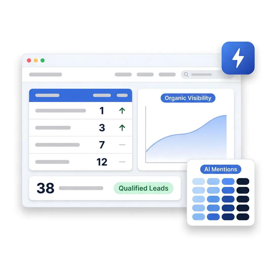 SEO strategist reviewing B2B search analytics