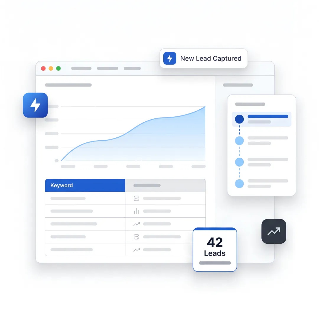 Startup team reviewing SEO growth dashboard