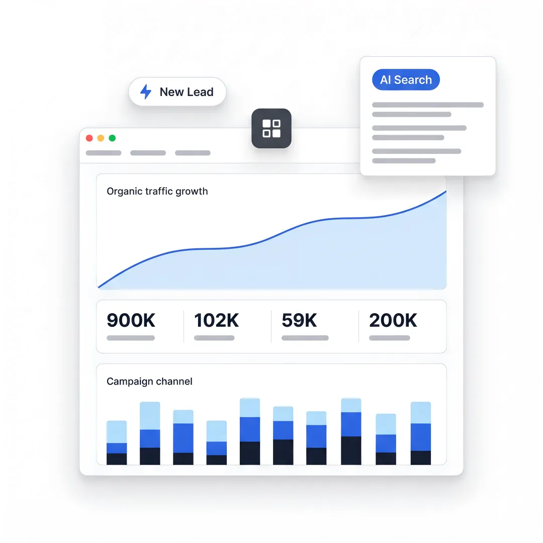 B2B team reviewing SEO lead generation dashboard