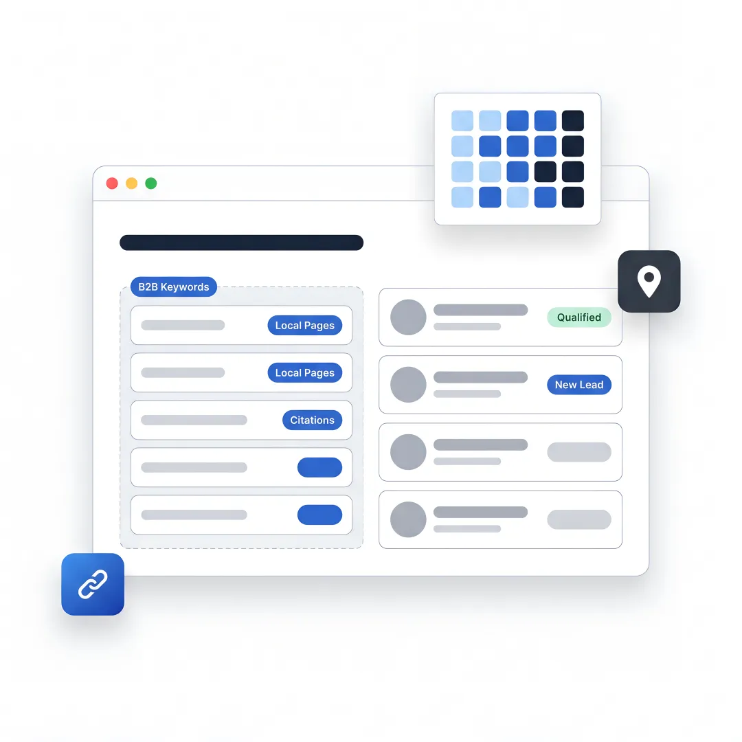 Local SEO planning workflow on a laptop