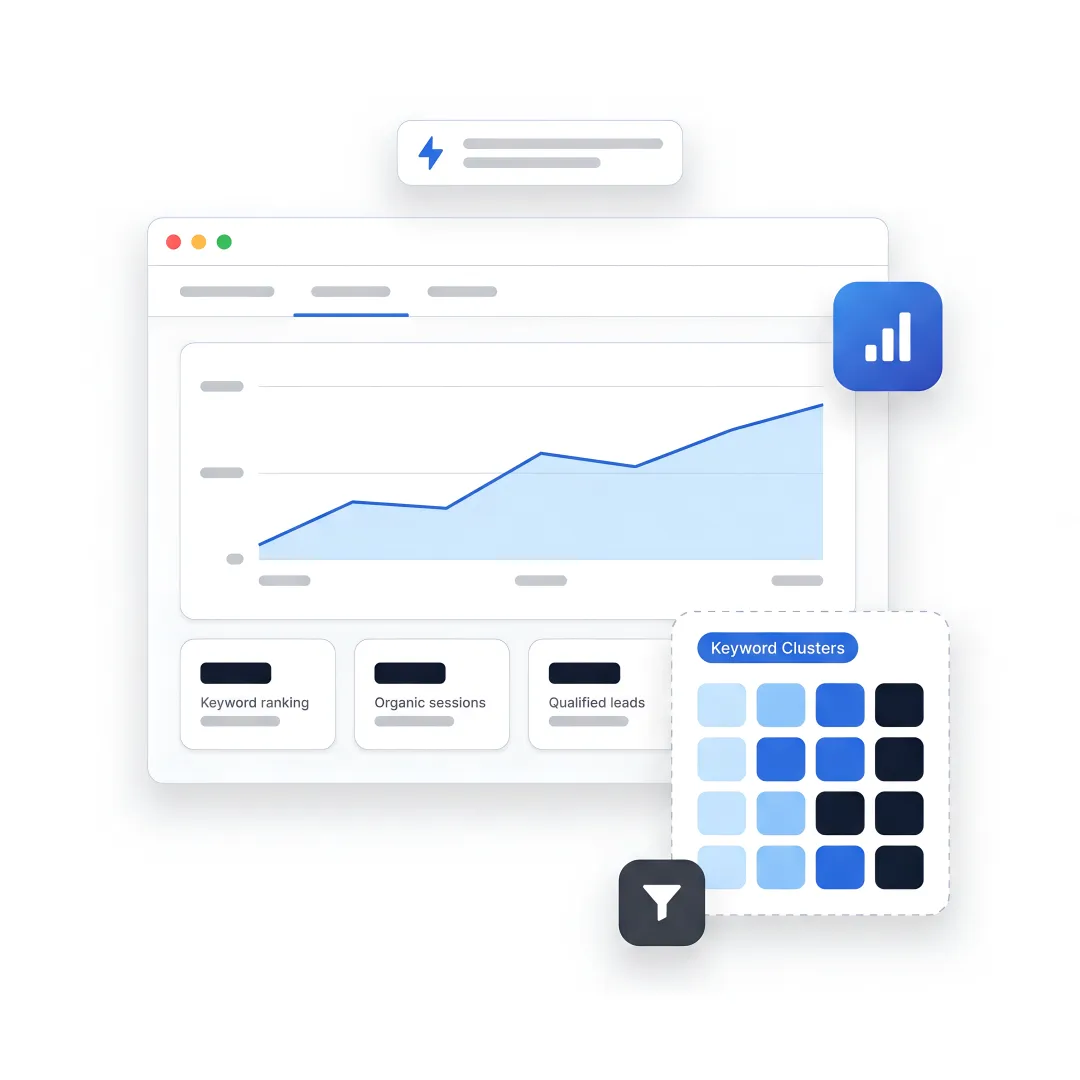 SEO team reviewing B2B growth dashboard