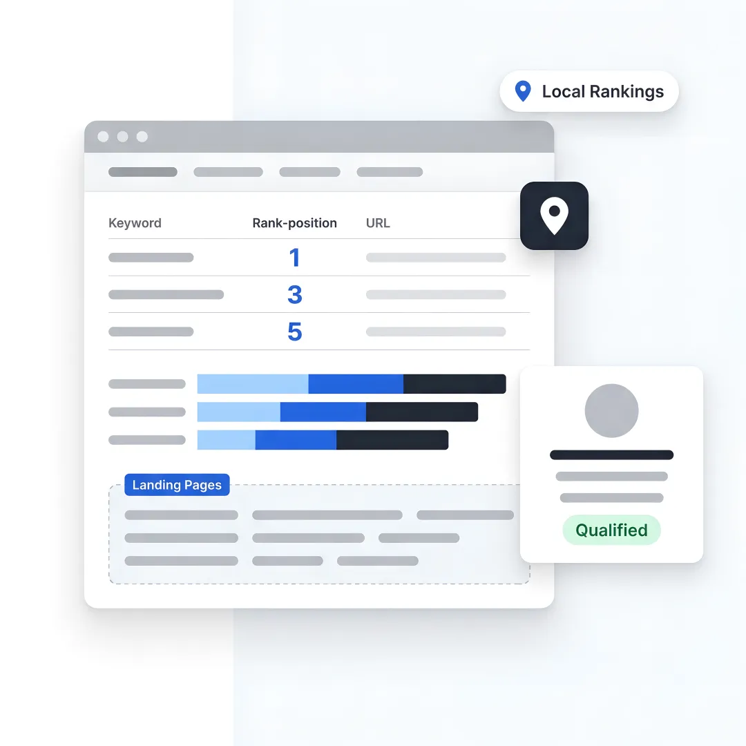 SEO strategist reviewing local search performance dashboard