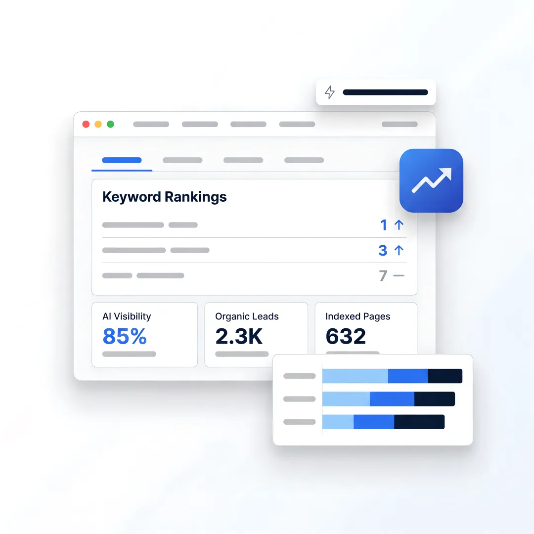 SEO strategist reviewing B2B growth dashboard