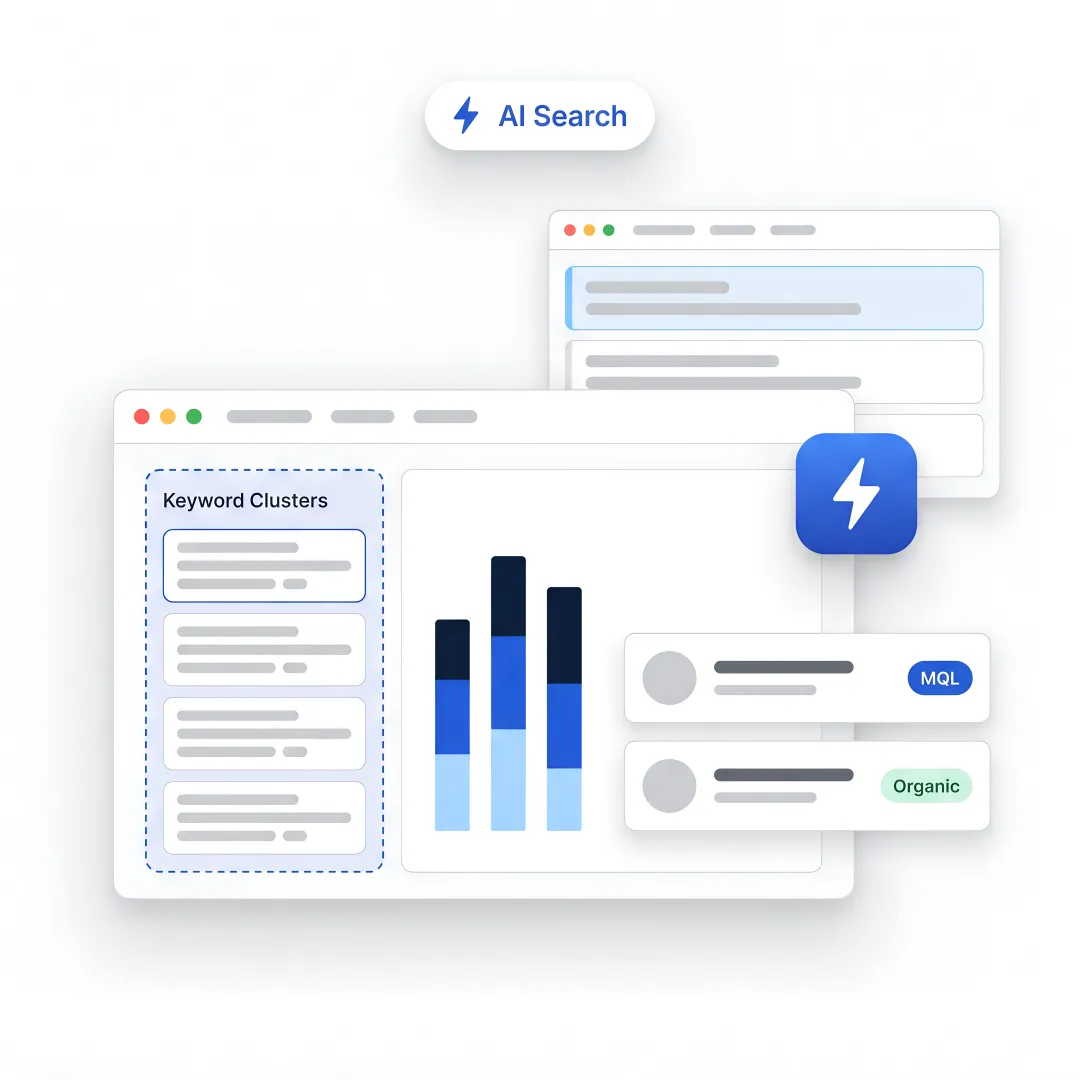 SEO specialist reviewing B2B growth workflow