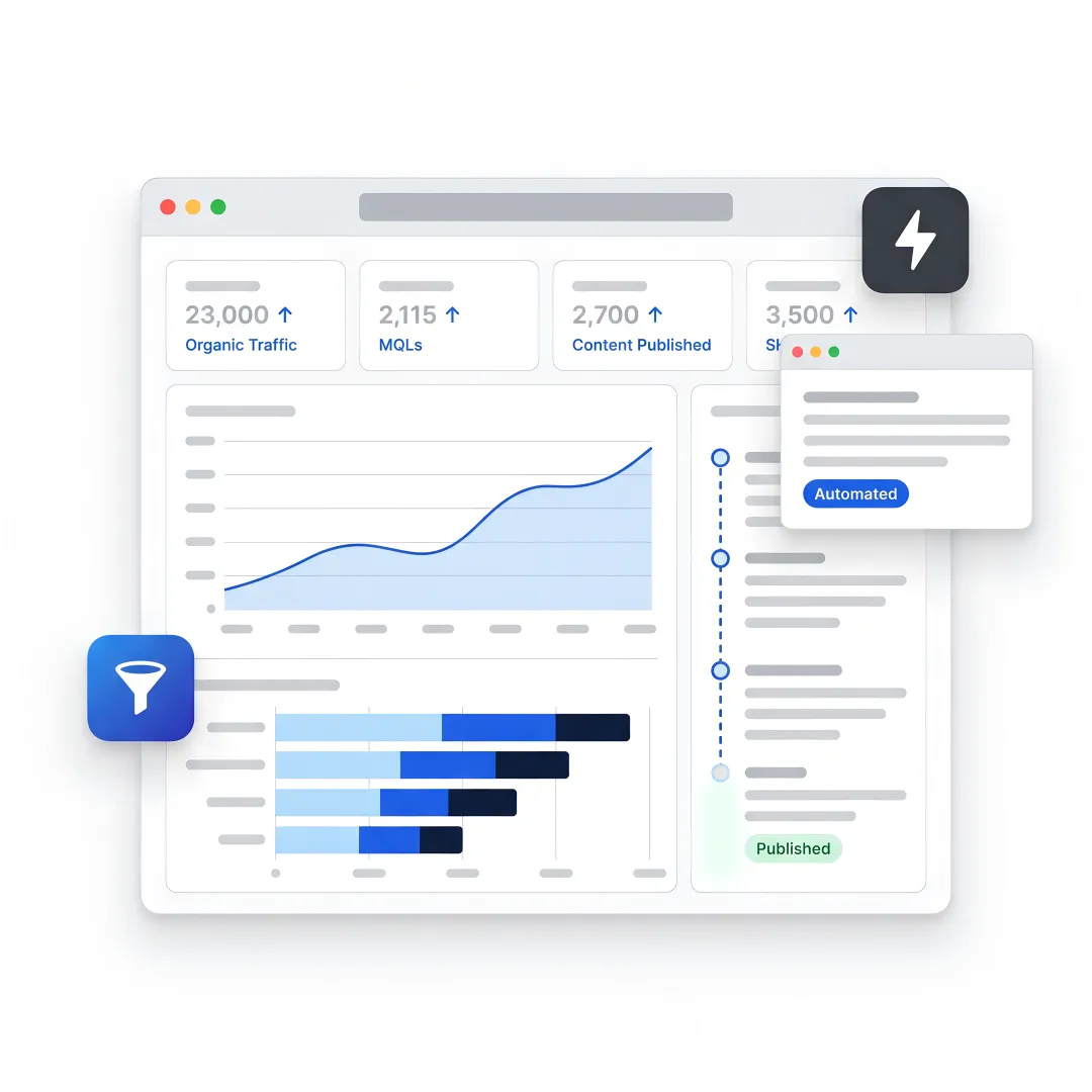 Team reviewing AI growth dashboard