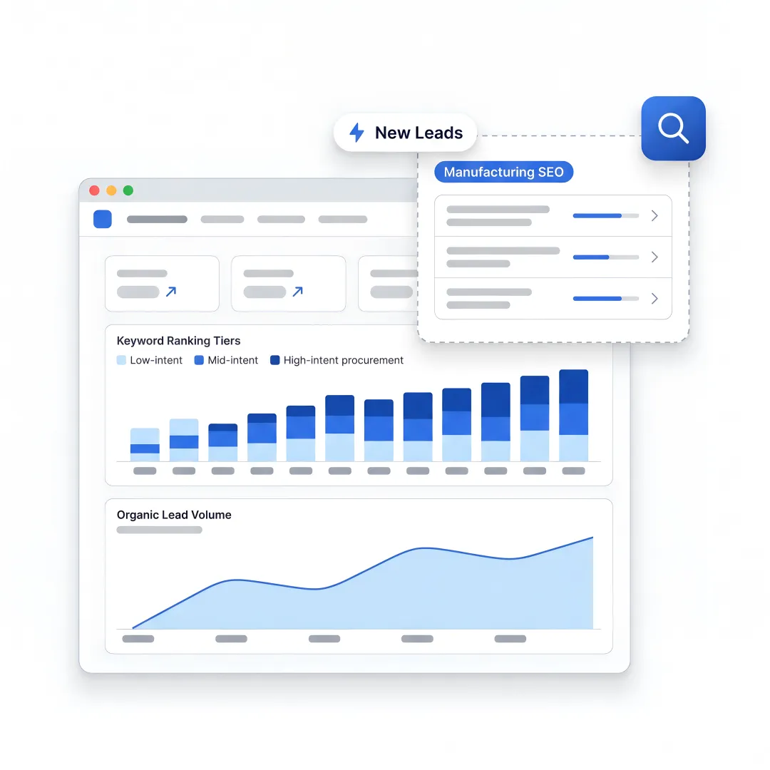 SEO process dashboard for manufacturing growth