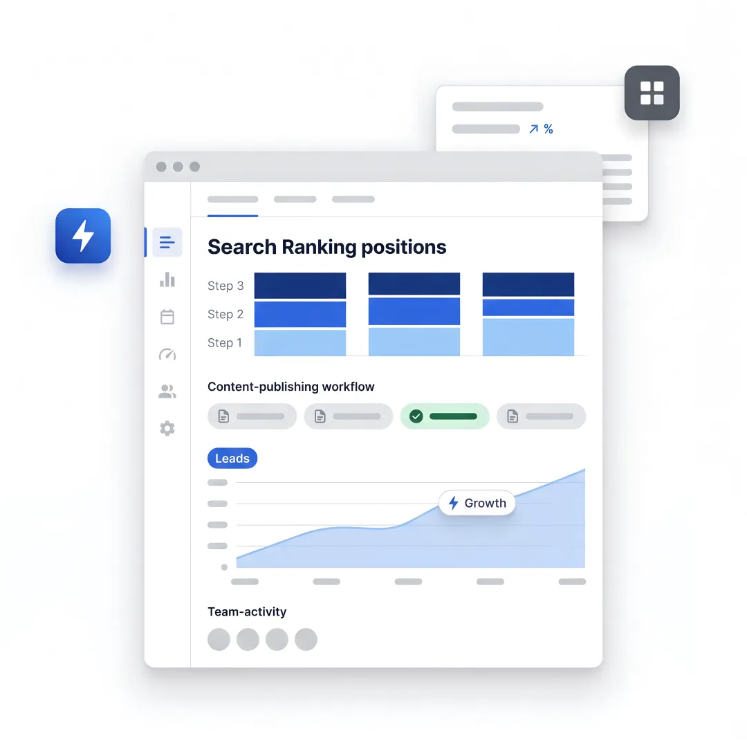 Small business team reviewing SEO growth dashboard