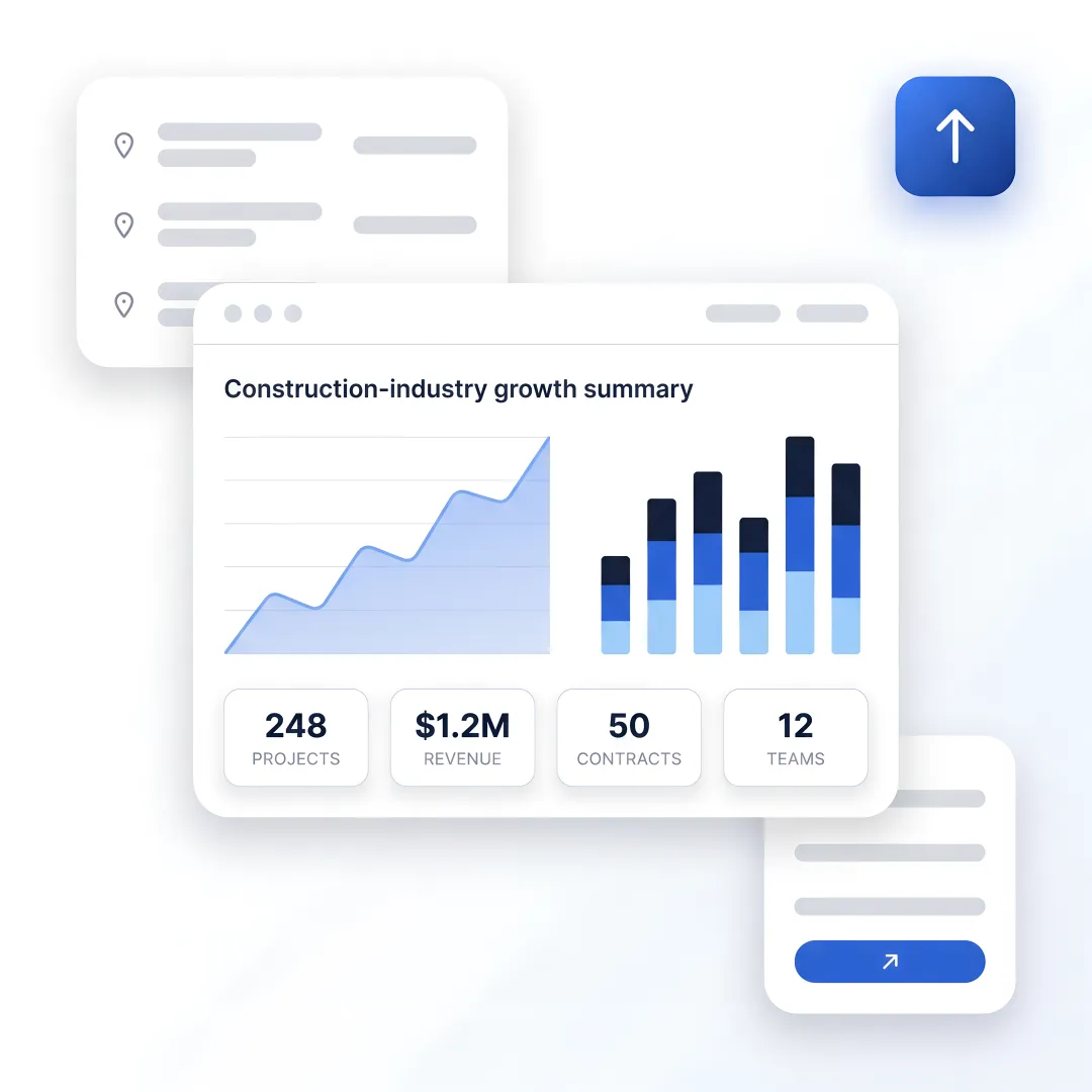 Marketing strategist reviewing construction lead dashboard