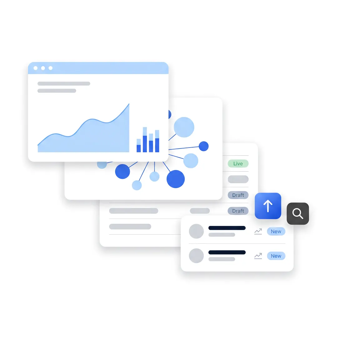 SEO team reviewing search strategy dashboard