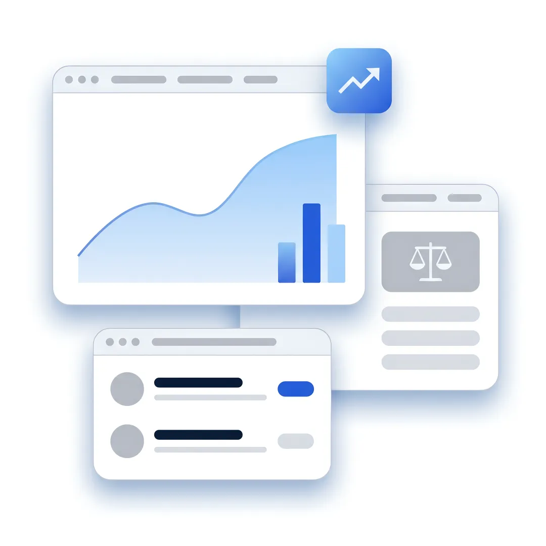 SEO strategist reviewing law firm growth dashboard