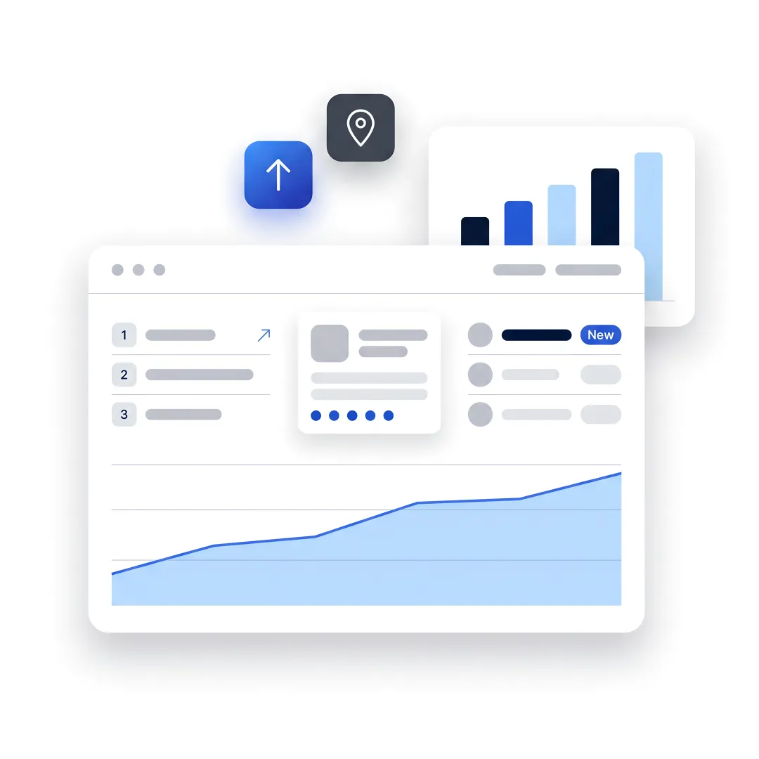 SEO dashboard showing local search growth