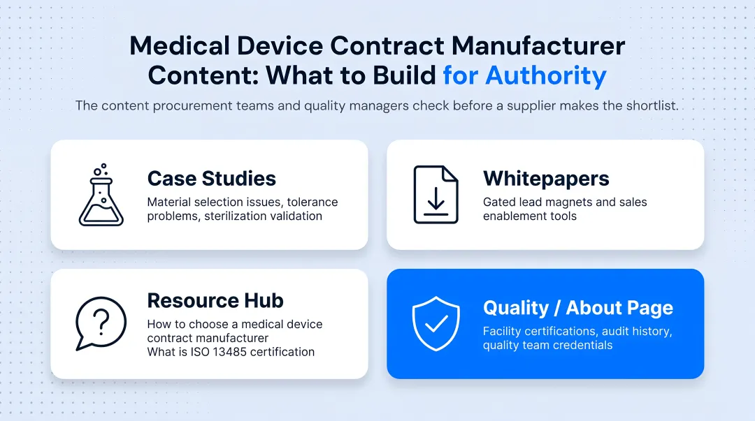 four content types for healthcare manufacturer SEO trust building