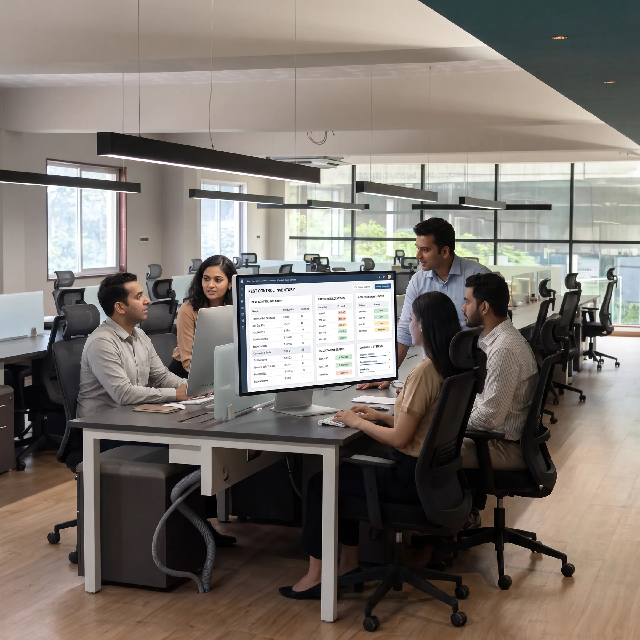 Team reviewing inventory software data