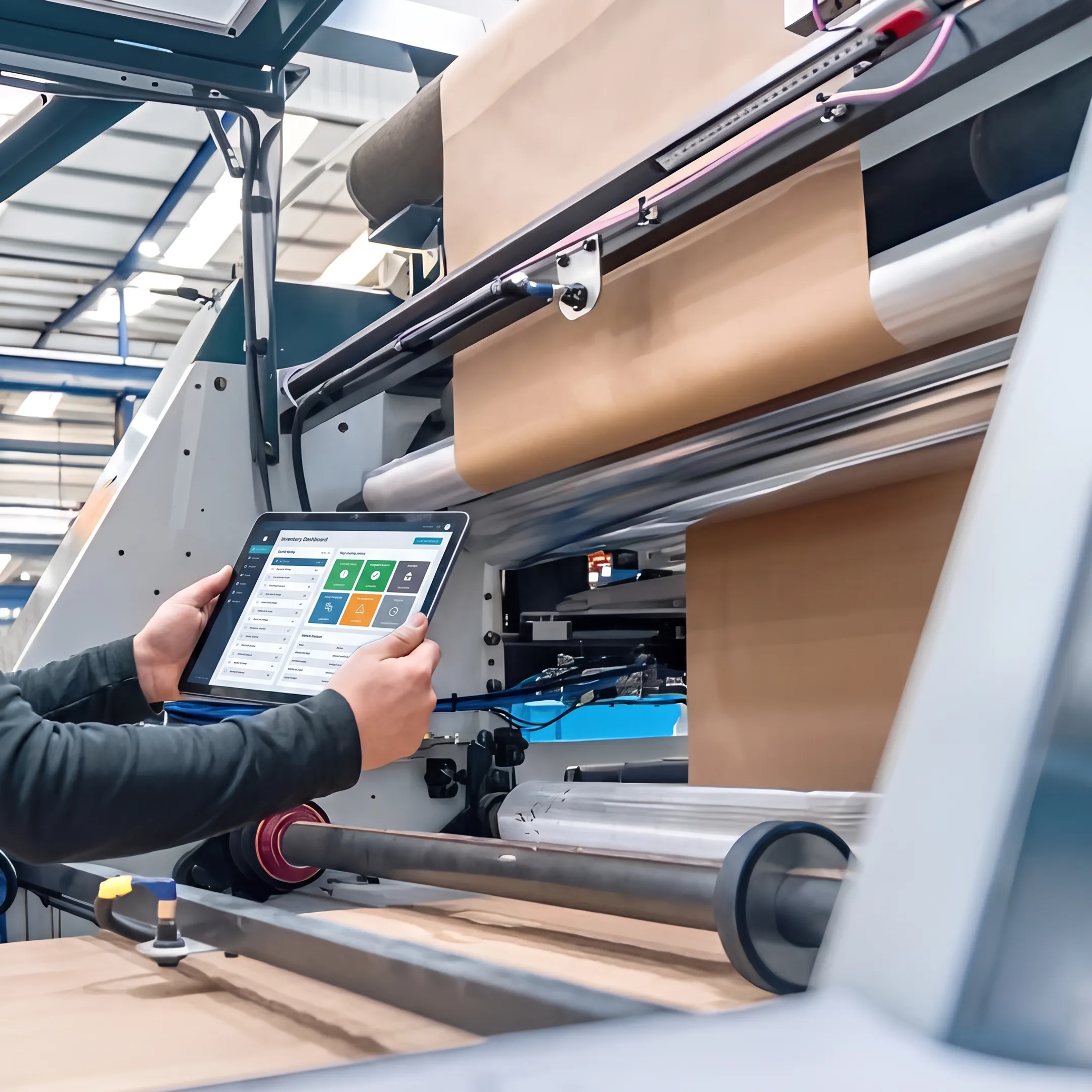Manufacturing team using shop floor tracking software