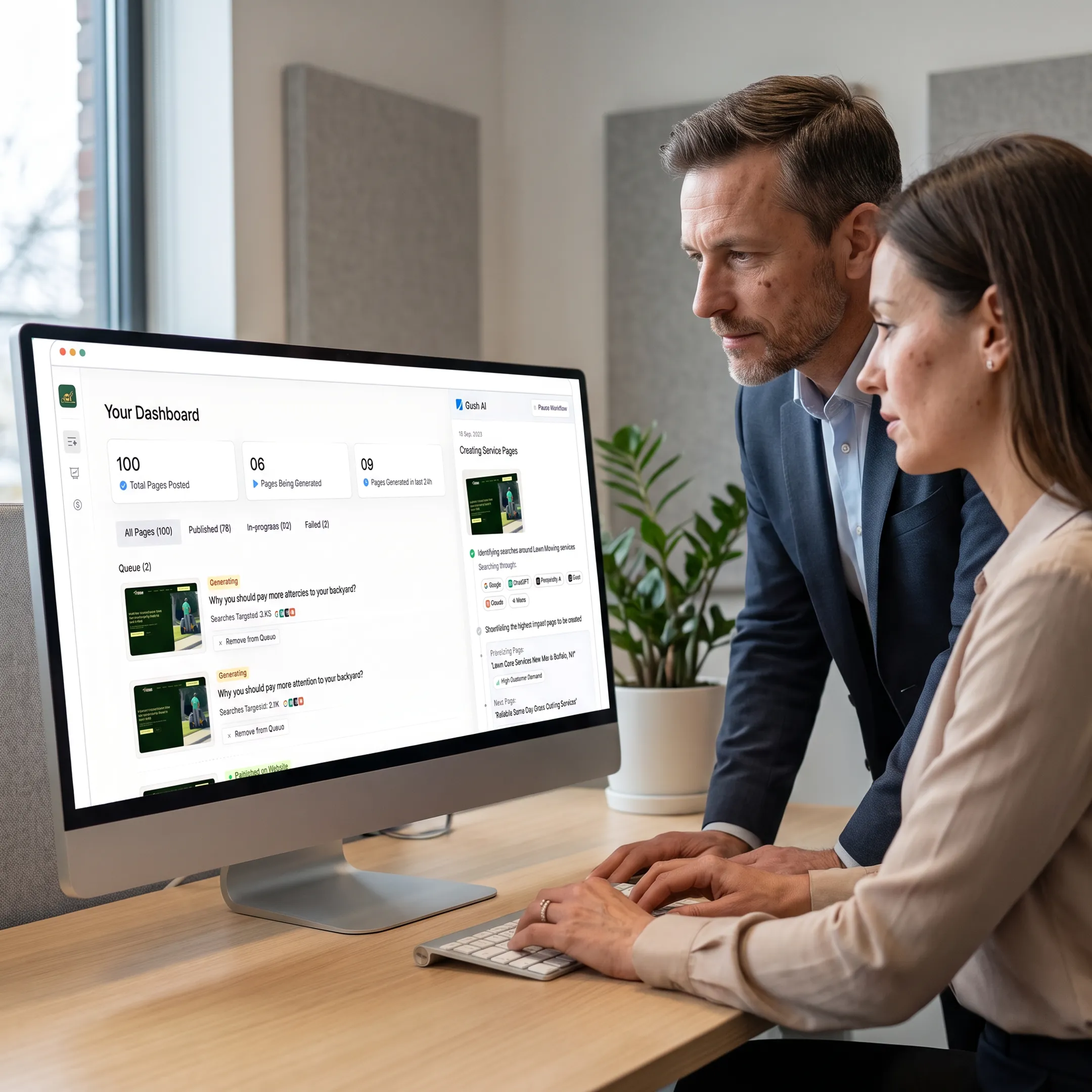 Team reviewing connected service management workflows