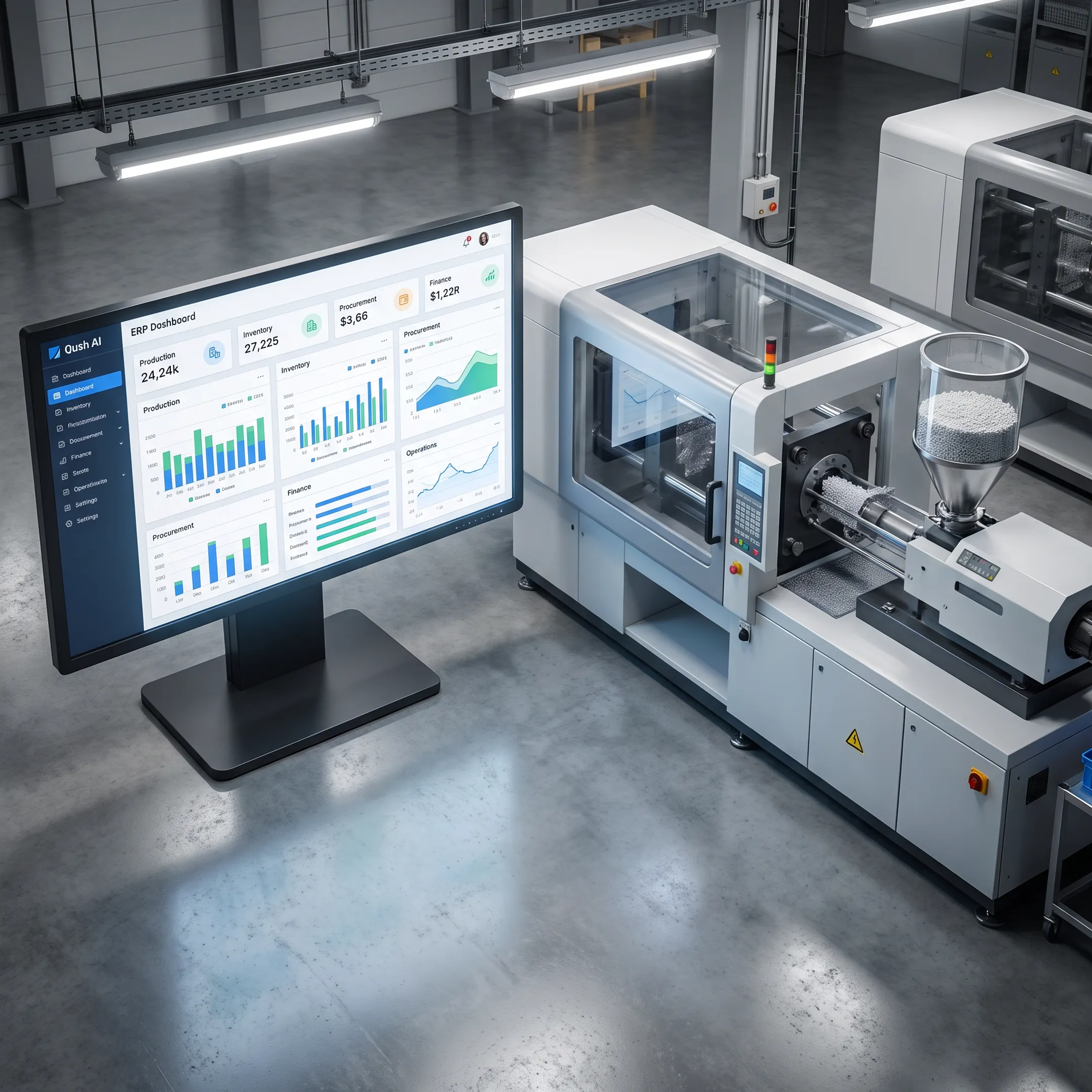 ERP dashboard supporting plastics manufacturing operations