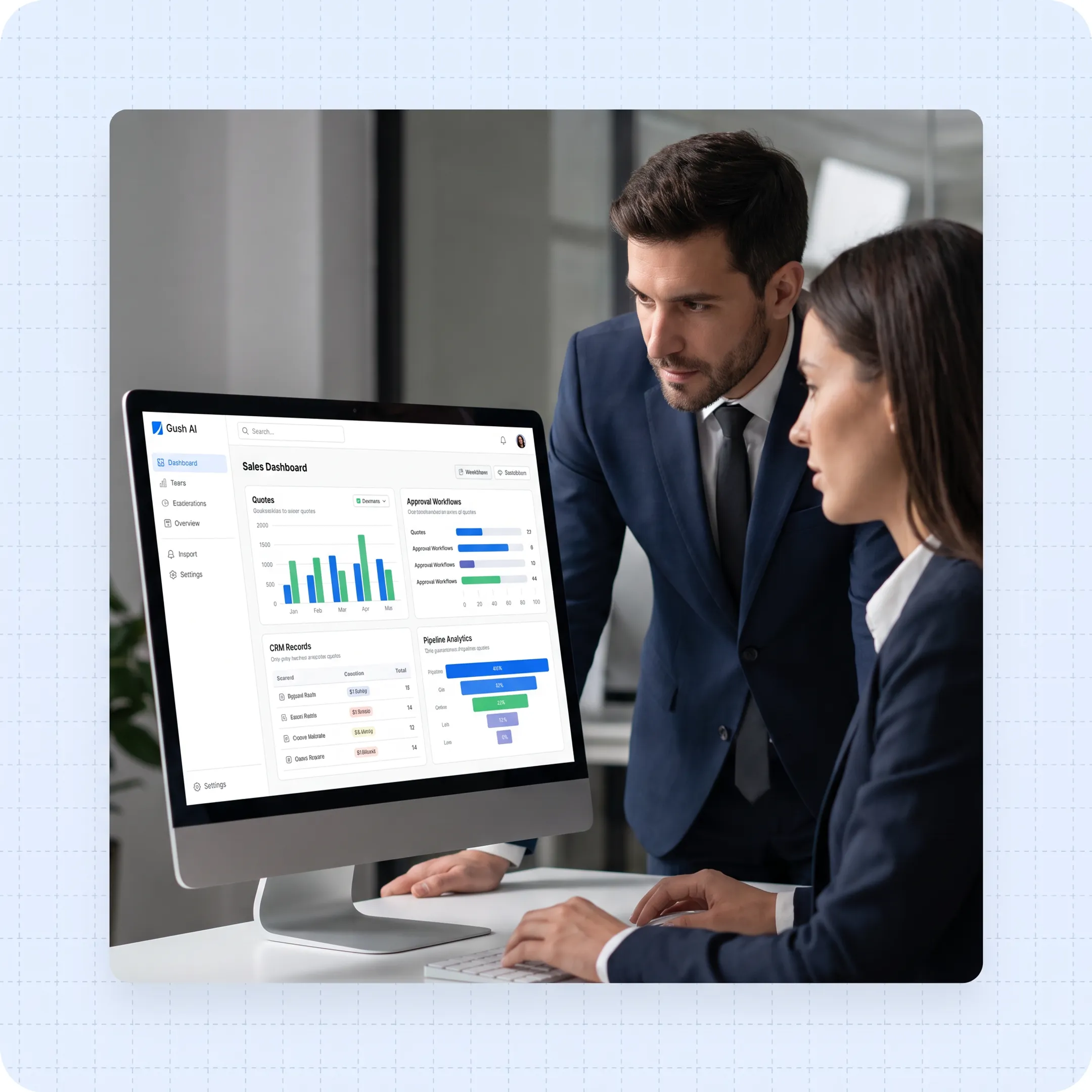 Sales team reviewing a digital quotation dashboard