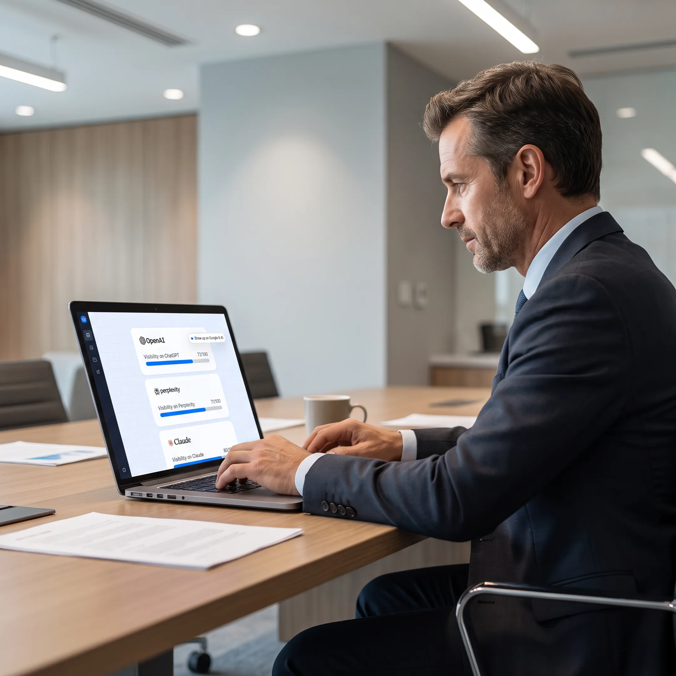 Business broker reviewing CRM deal pipeline on a laptop