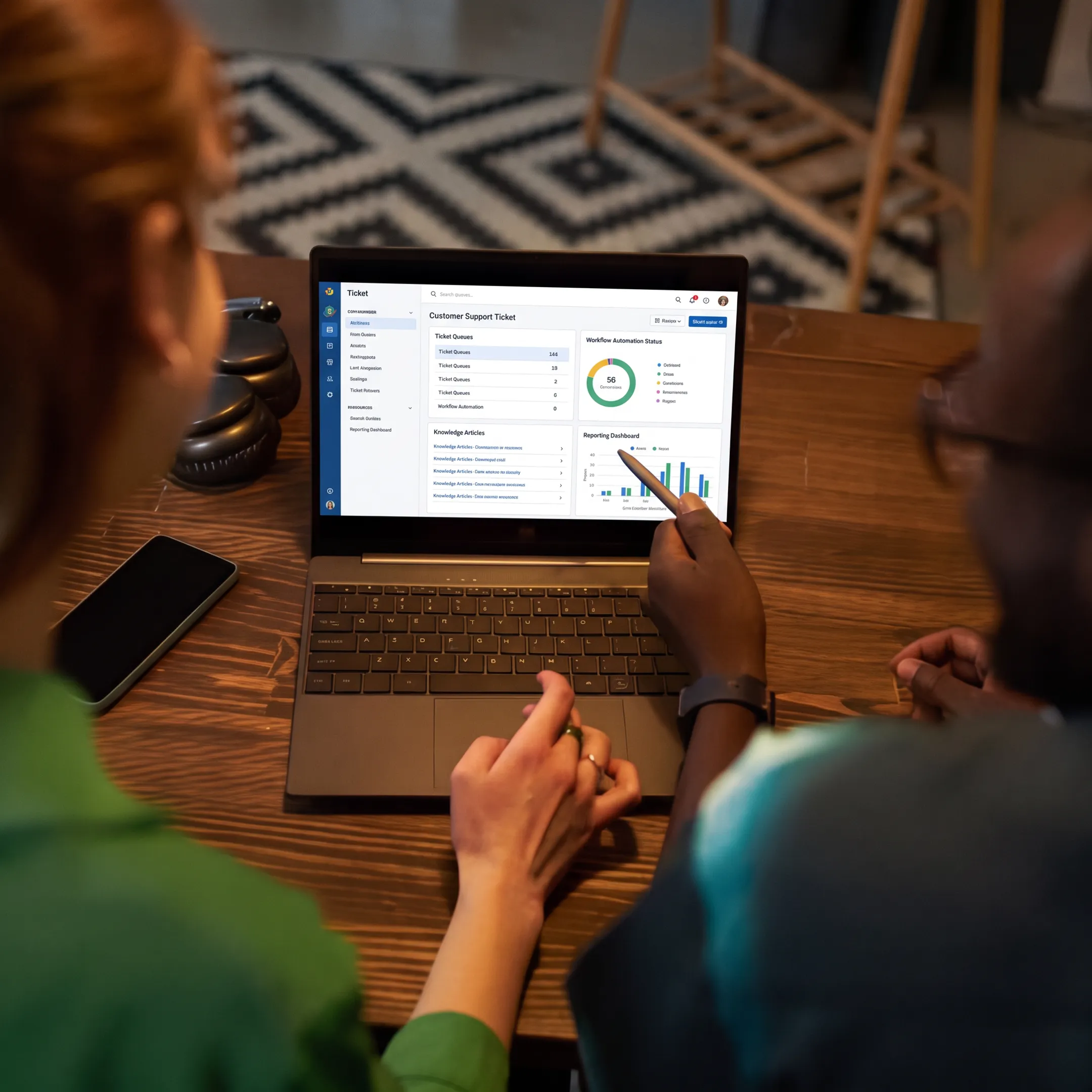 Team managing support tickets through a centralized software platform