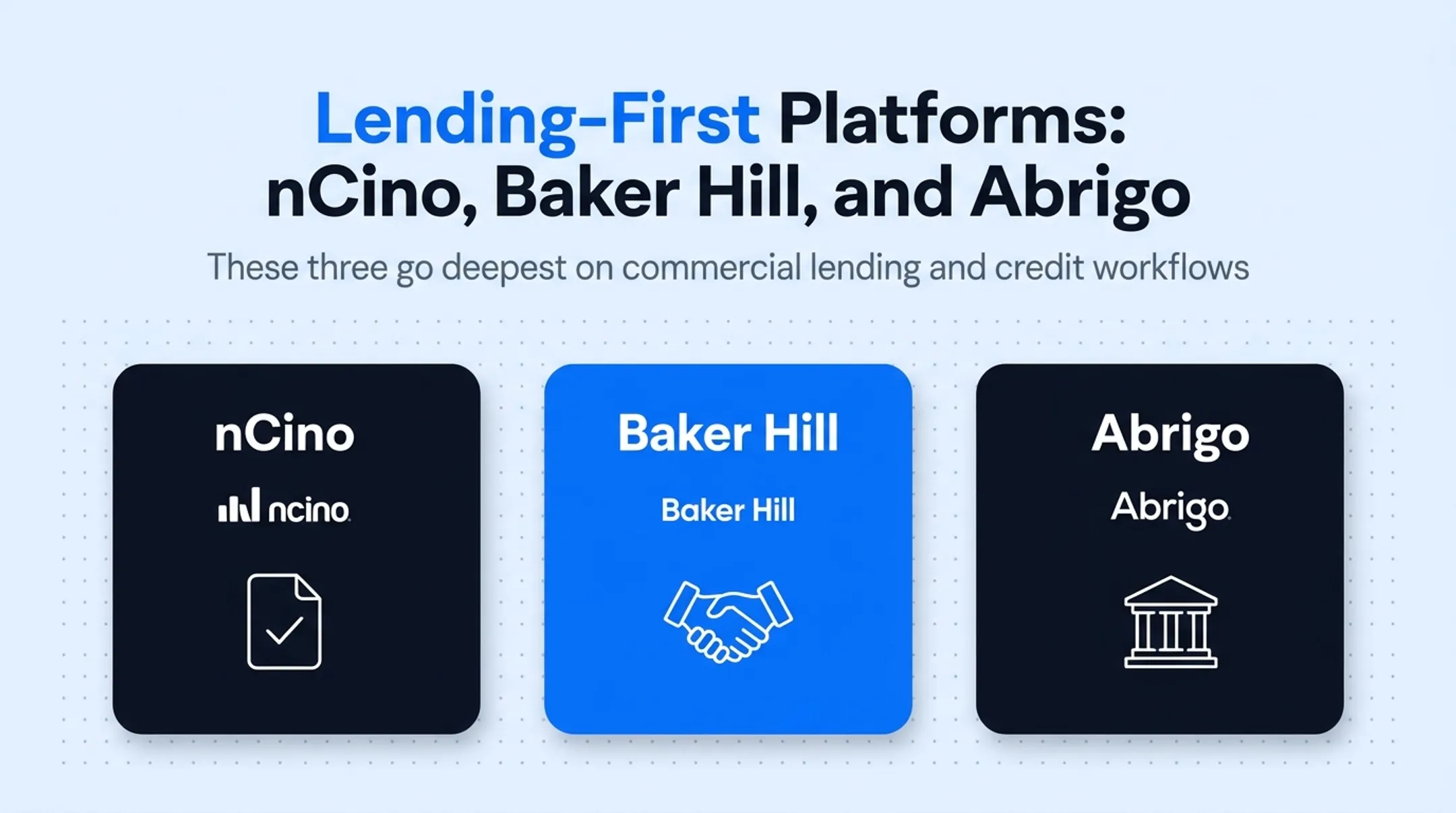 Comparison of nCino Baker Hill and Abrigo lending platform strengths