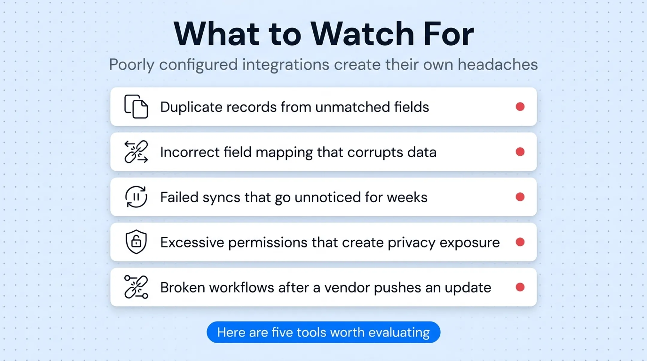 Common CRM integration failure points and their causes diagram