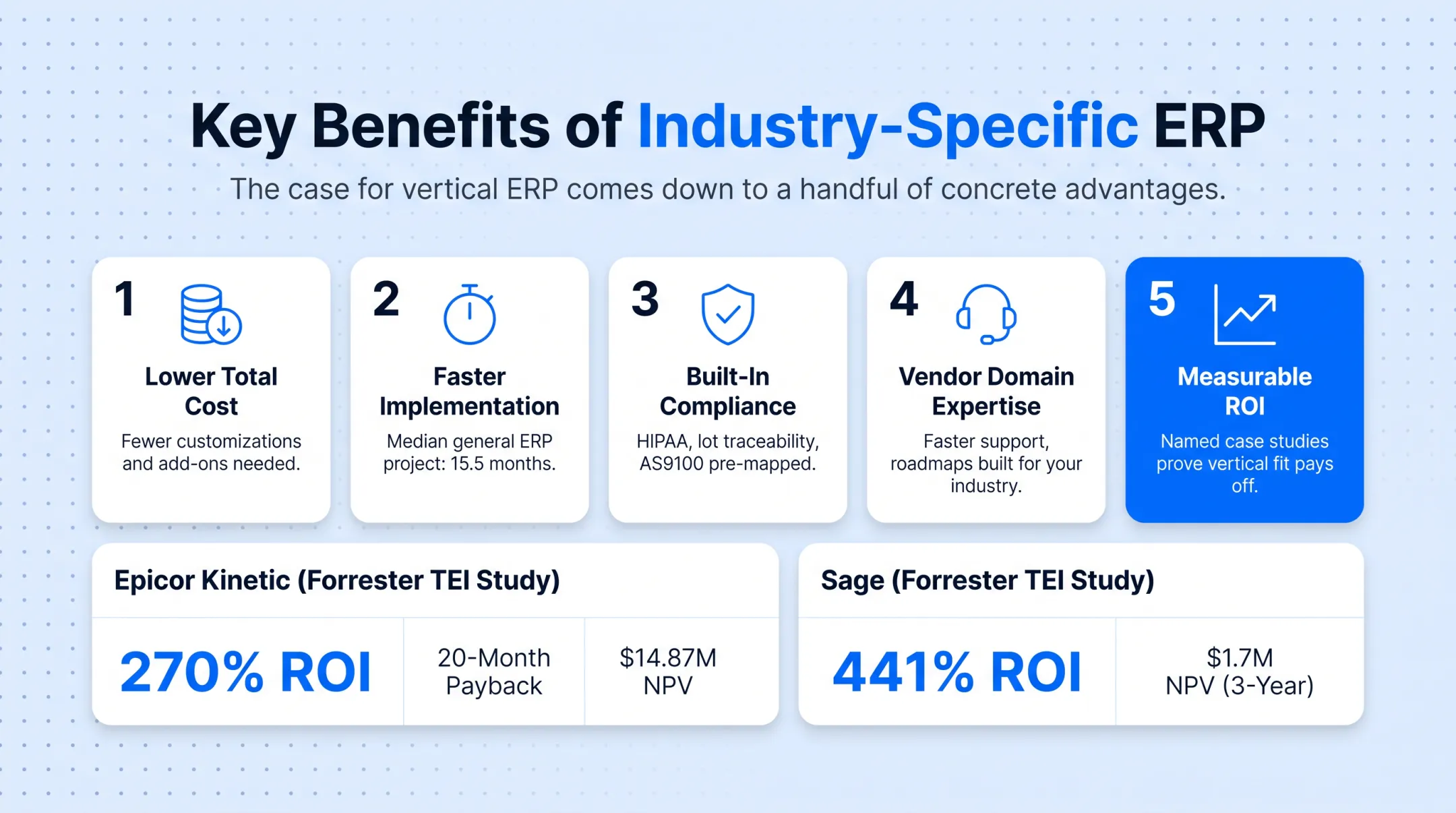 ERP ROI case study results showing payback period and net present value