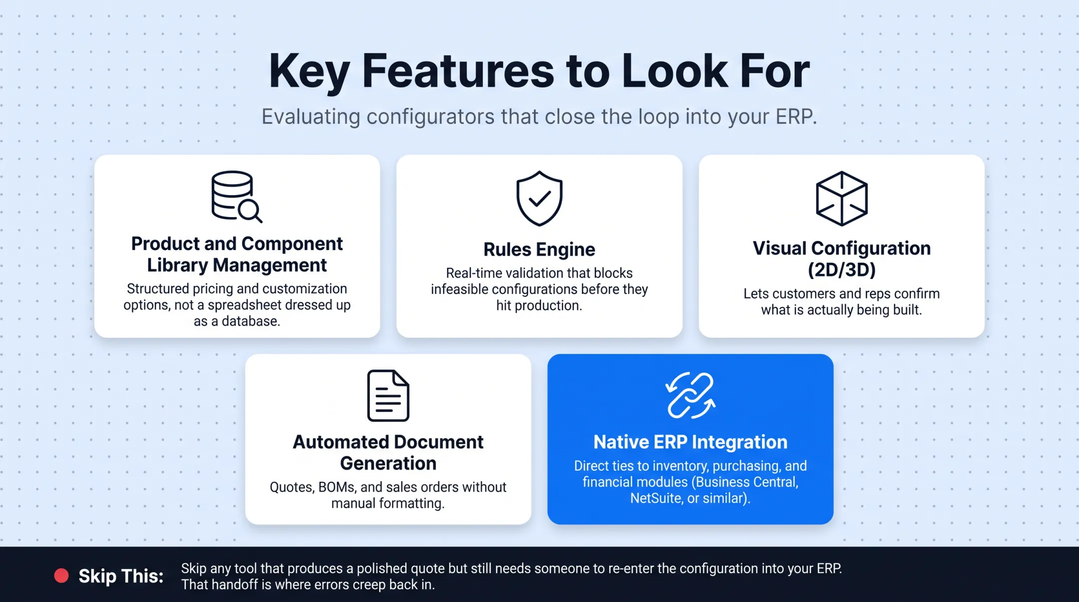 Five key features checklist for evaluating ERP product configurators