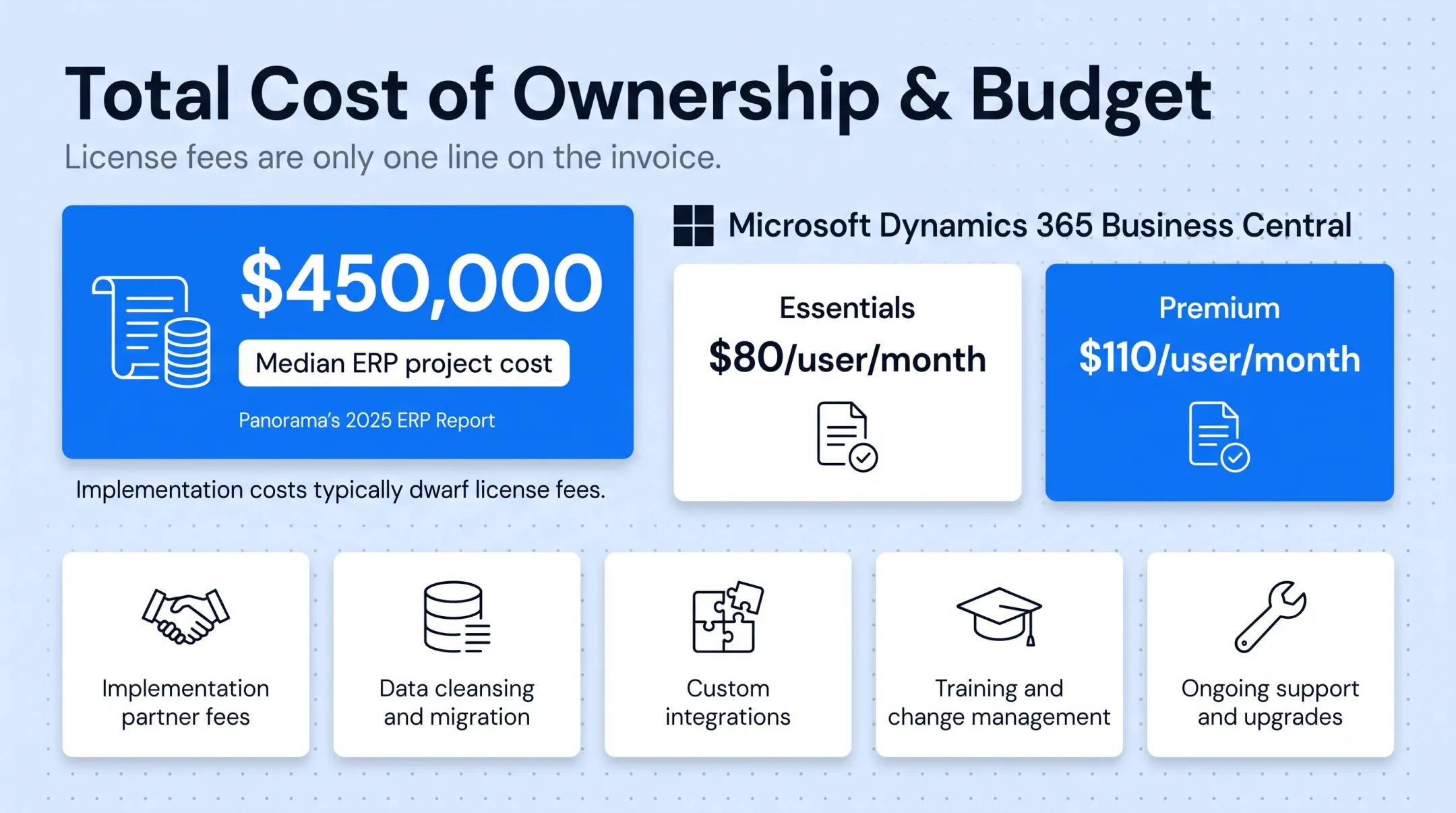 ERP total cost of ownership breakdown beyond license fees