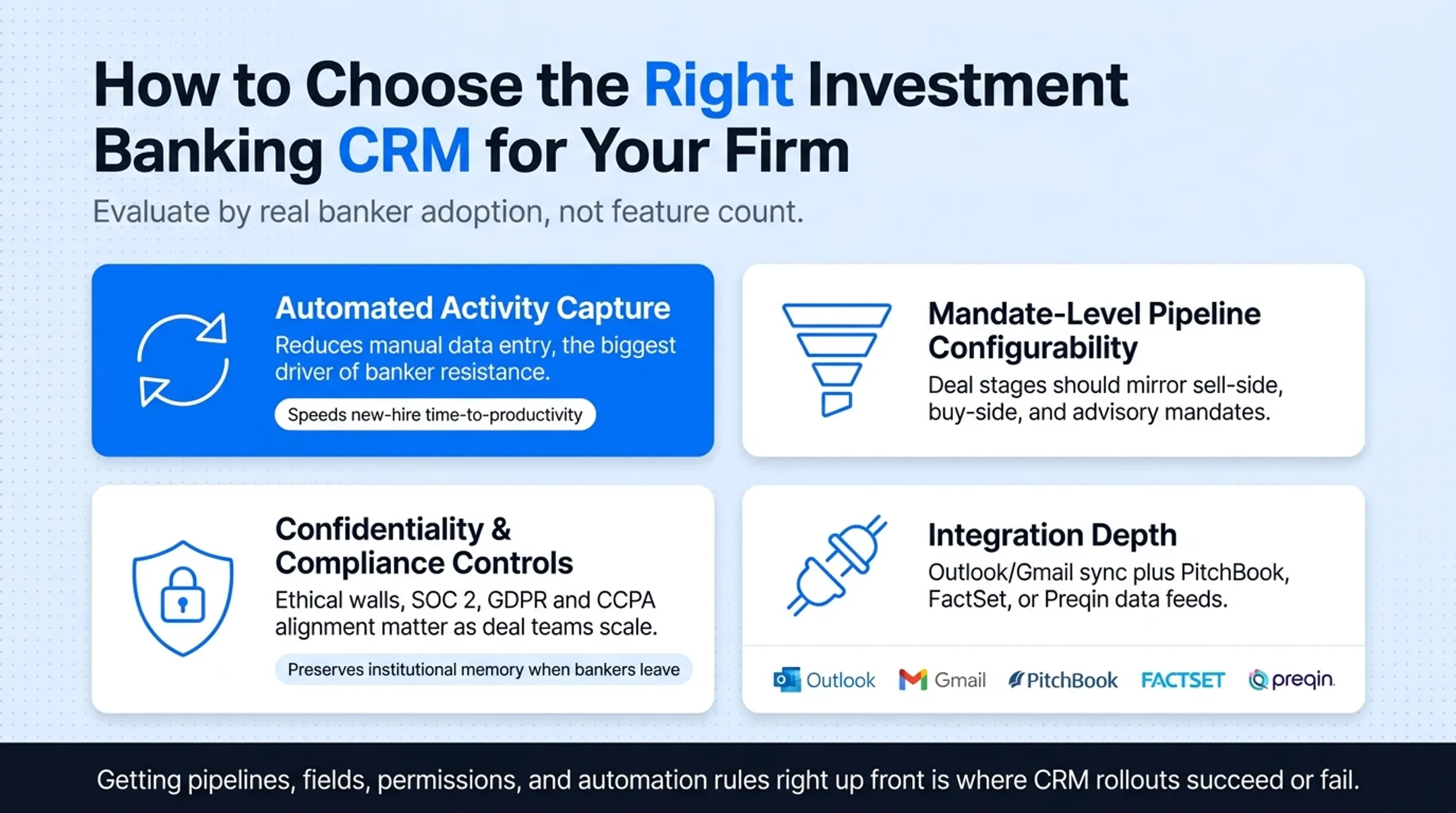Key evaluation factors checklist for choosing investment banking CRM software
