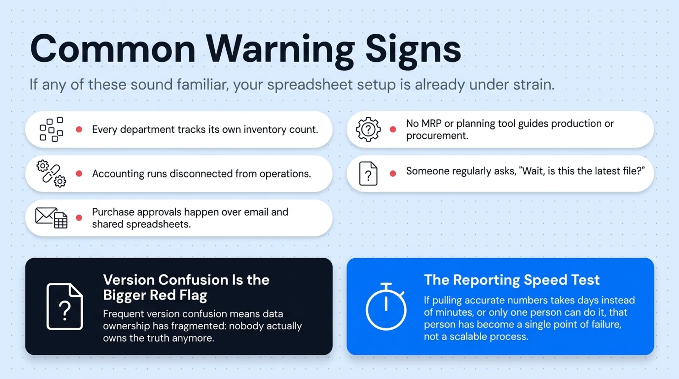 Warning signs a business has outgrown its Excel spreadsheet system