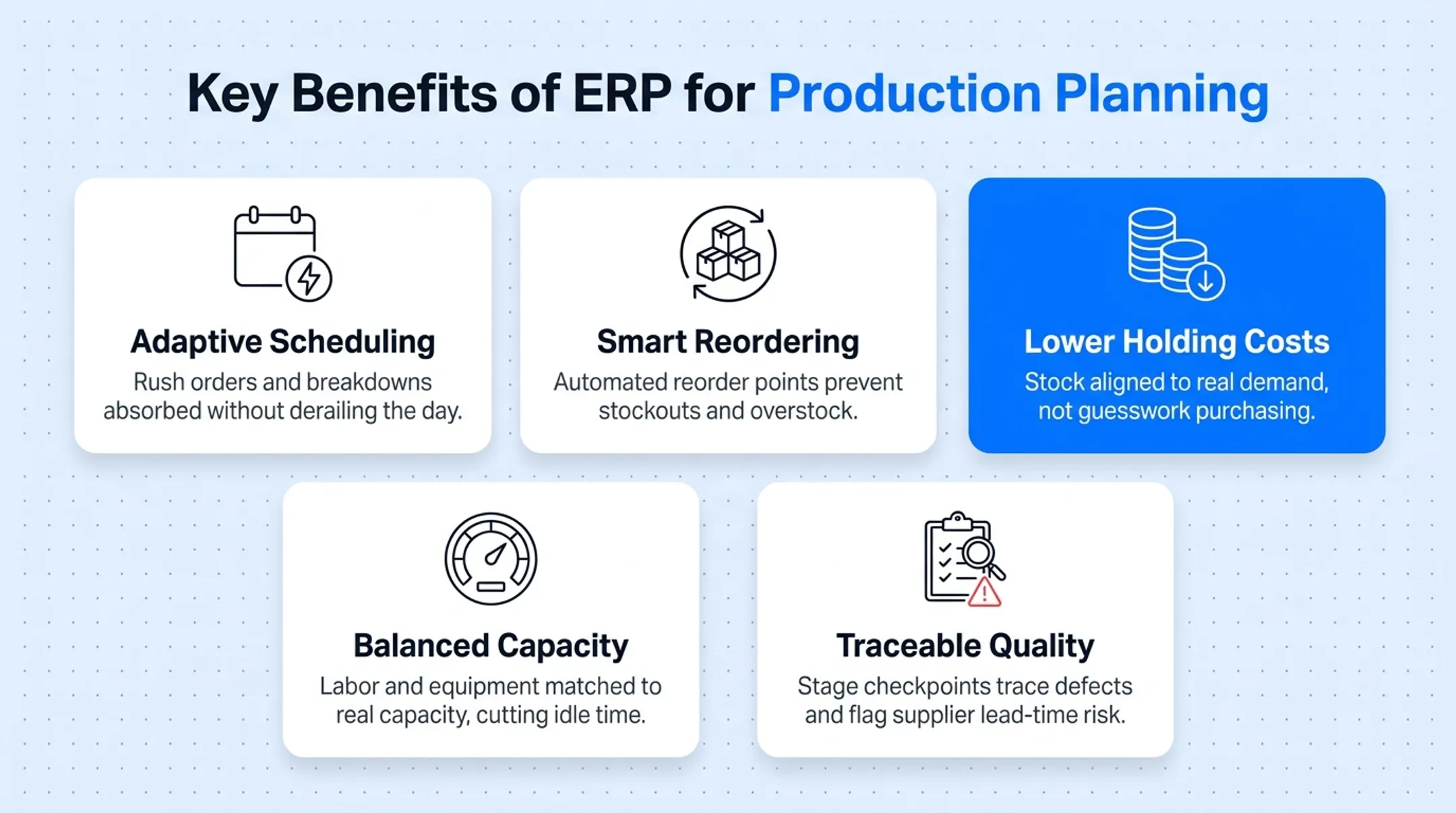 Five key benefits of ERP for manufacturing production planning operations
