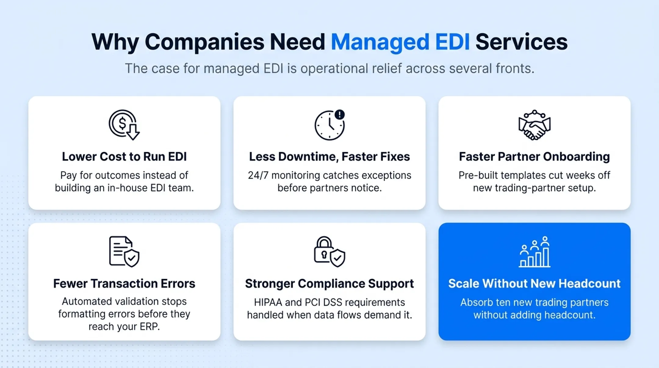 Six key business benefits of outsourcing managed EDI services