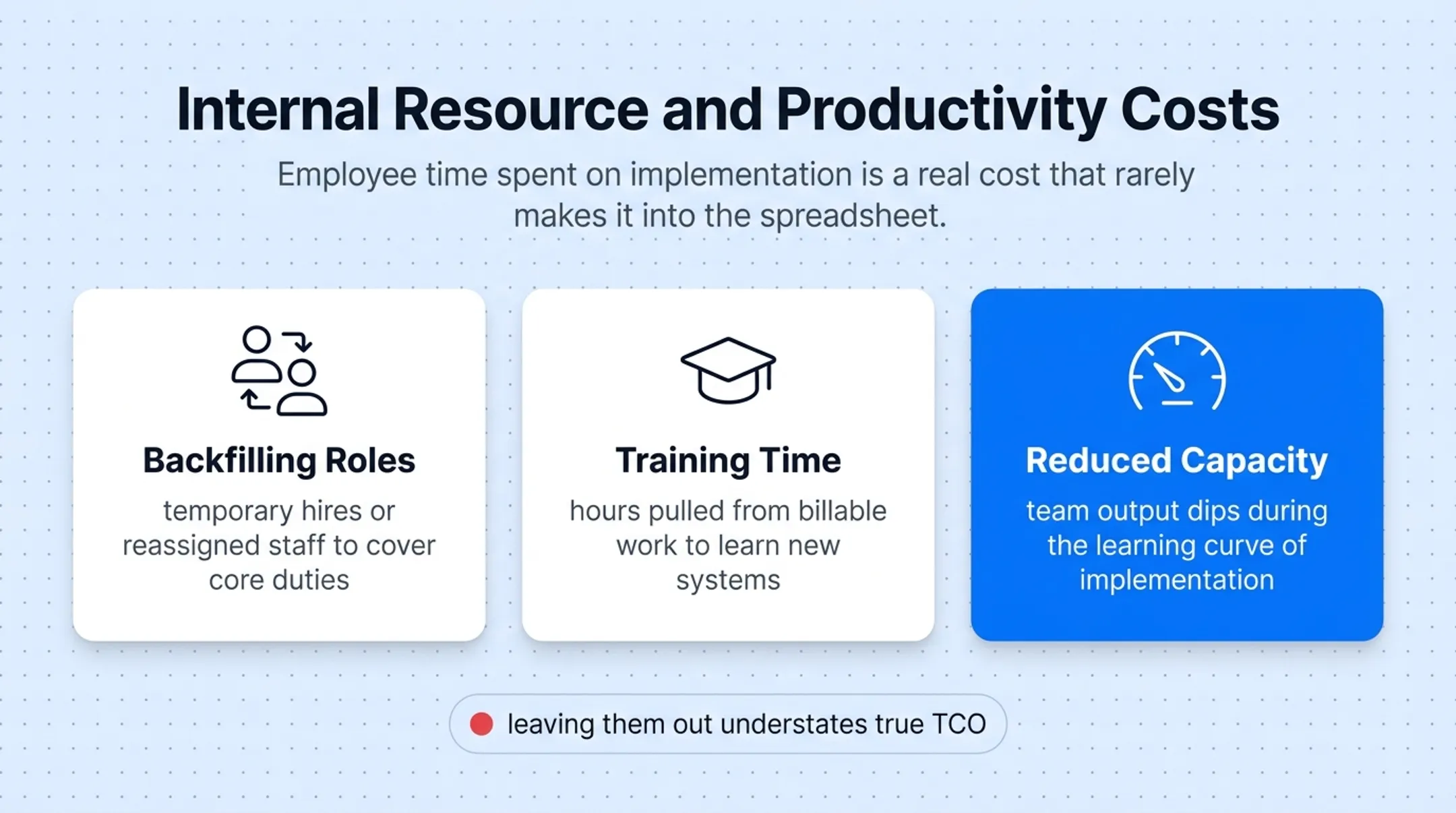 ERP TCO cost drivers hierarchy from deployment model to internal resources