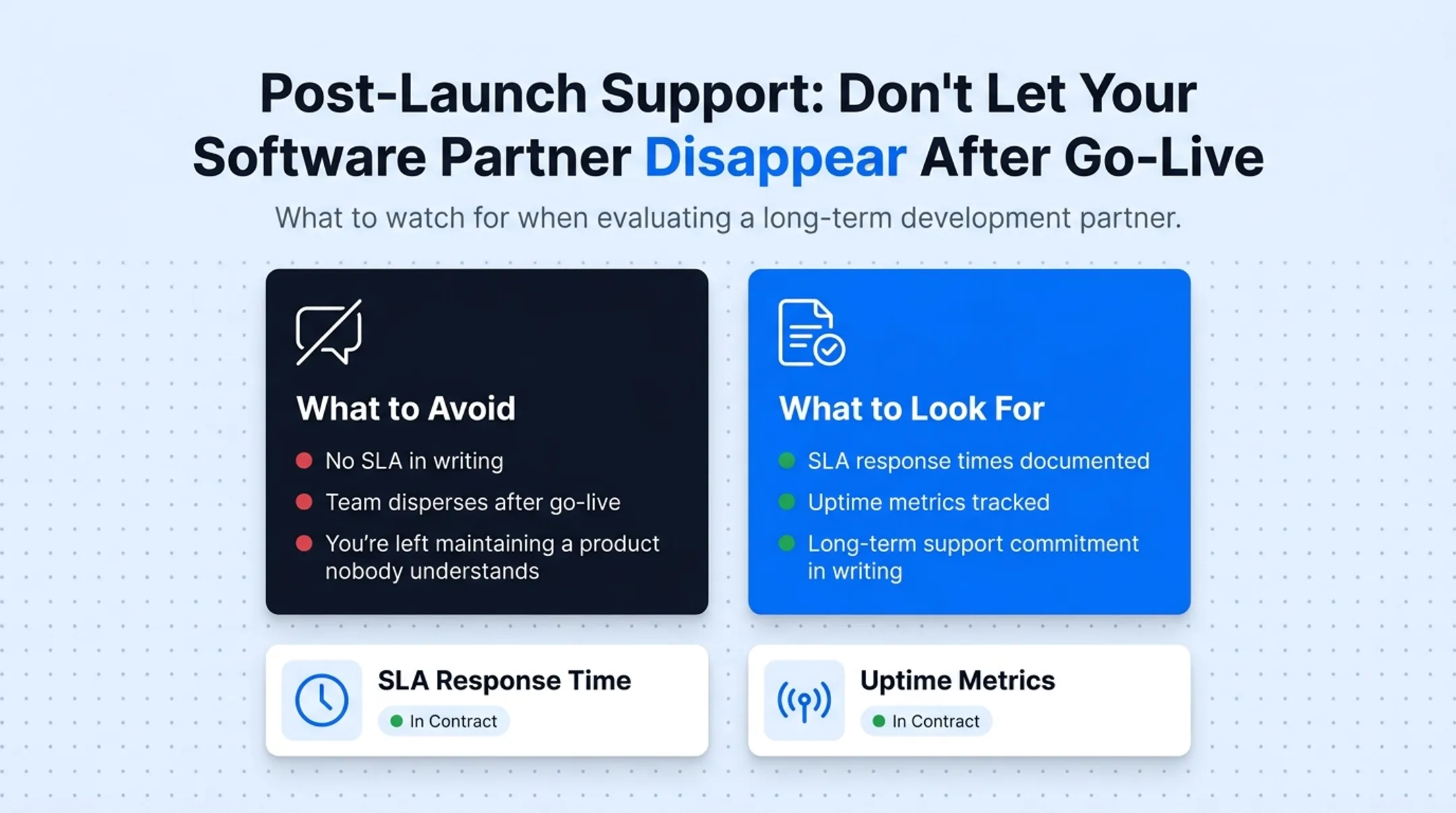 Seven criteria checklist for evaluating software development partners before signing