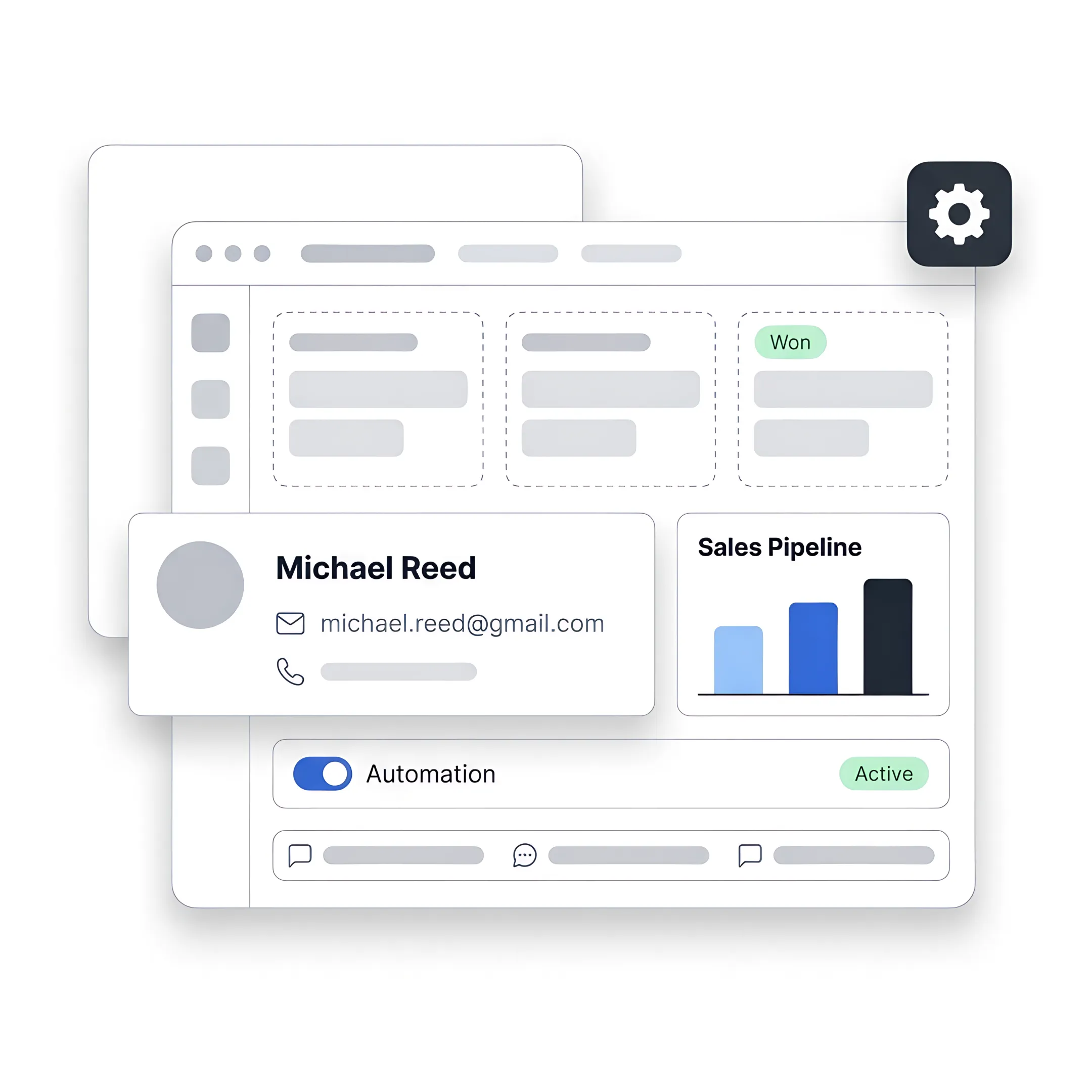 Custom CRM dashboard displayed on a laptop
