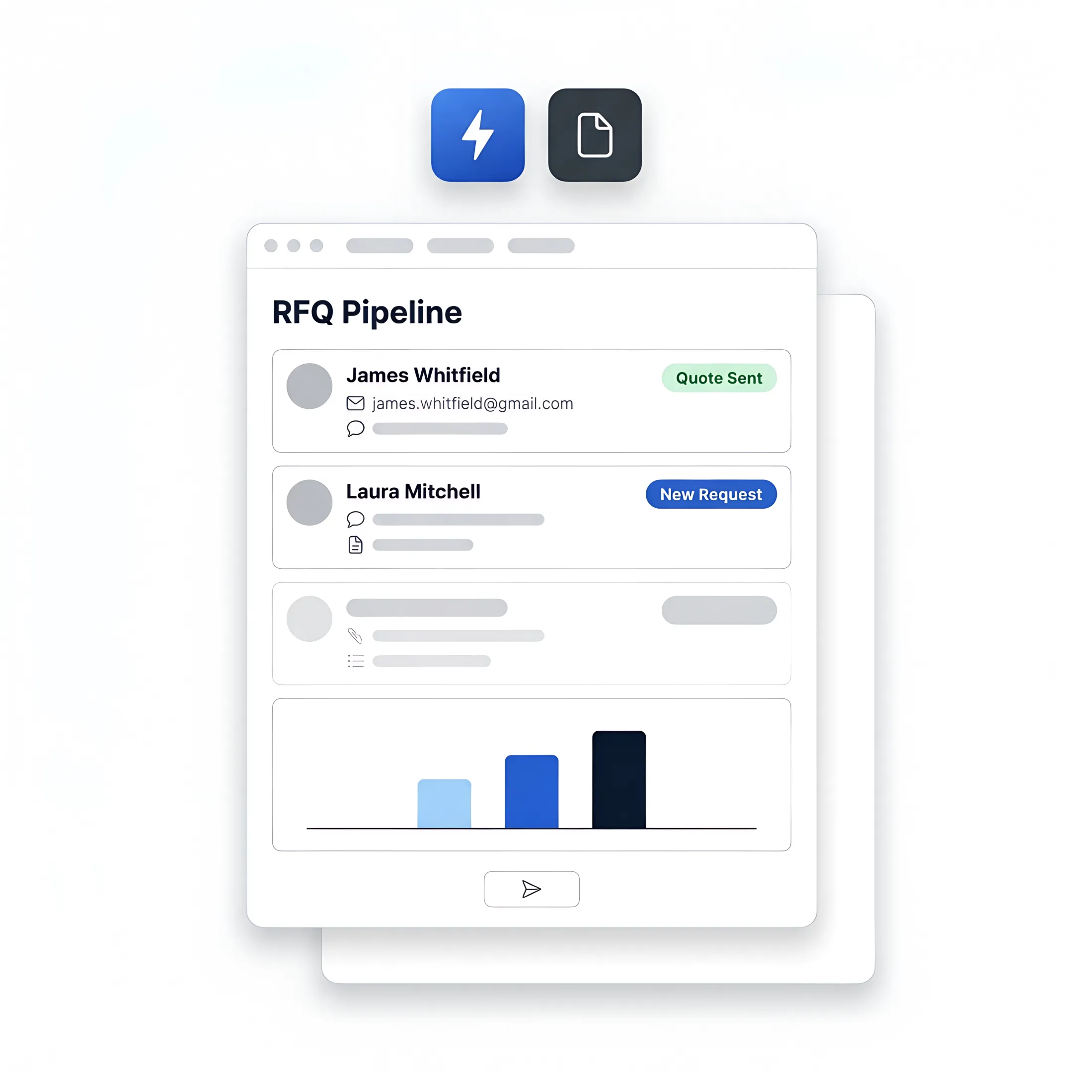 Digital RFQ dashboard with quote workflow details