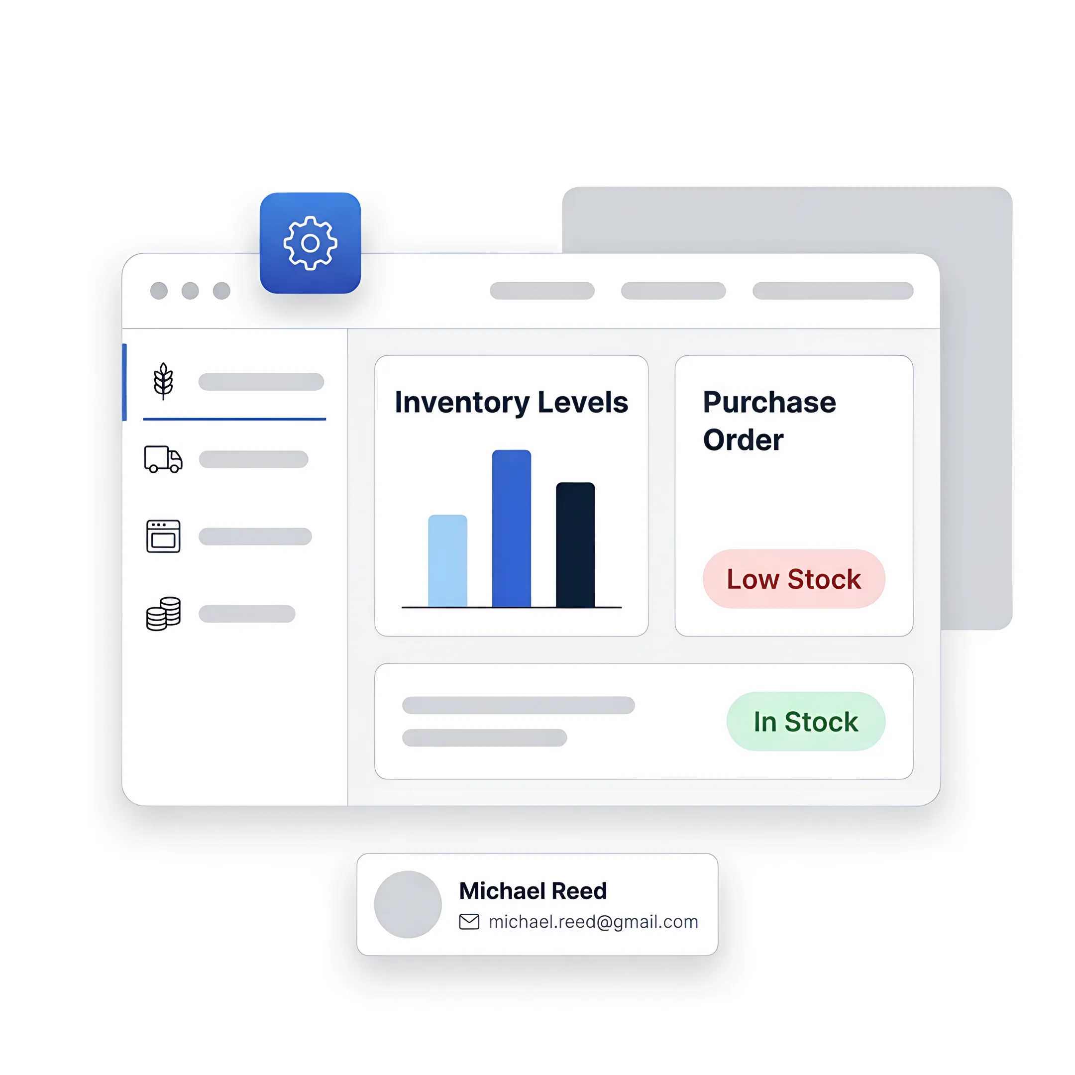 Bakery operations dashboard showing connected business workflows