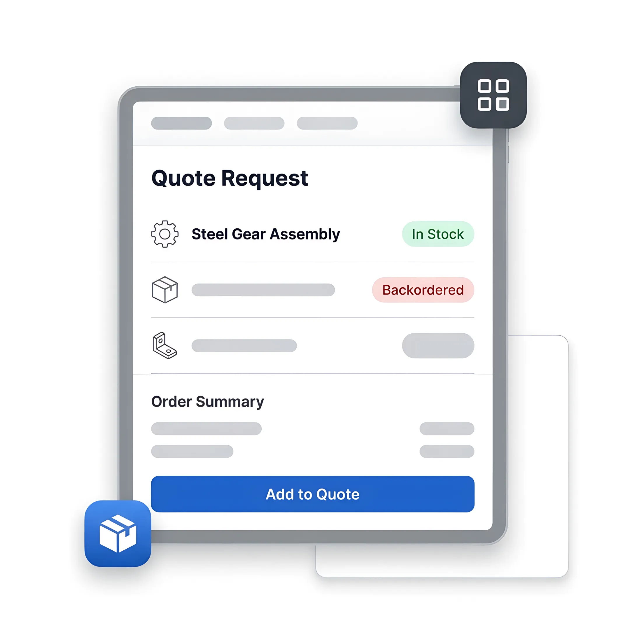 Trade show ordering app displayed on tablet