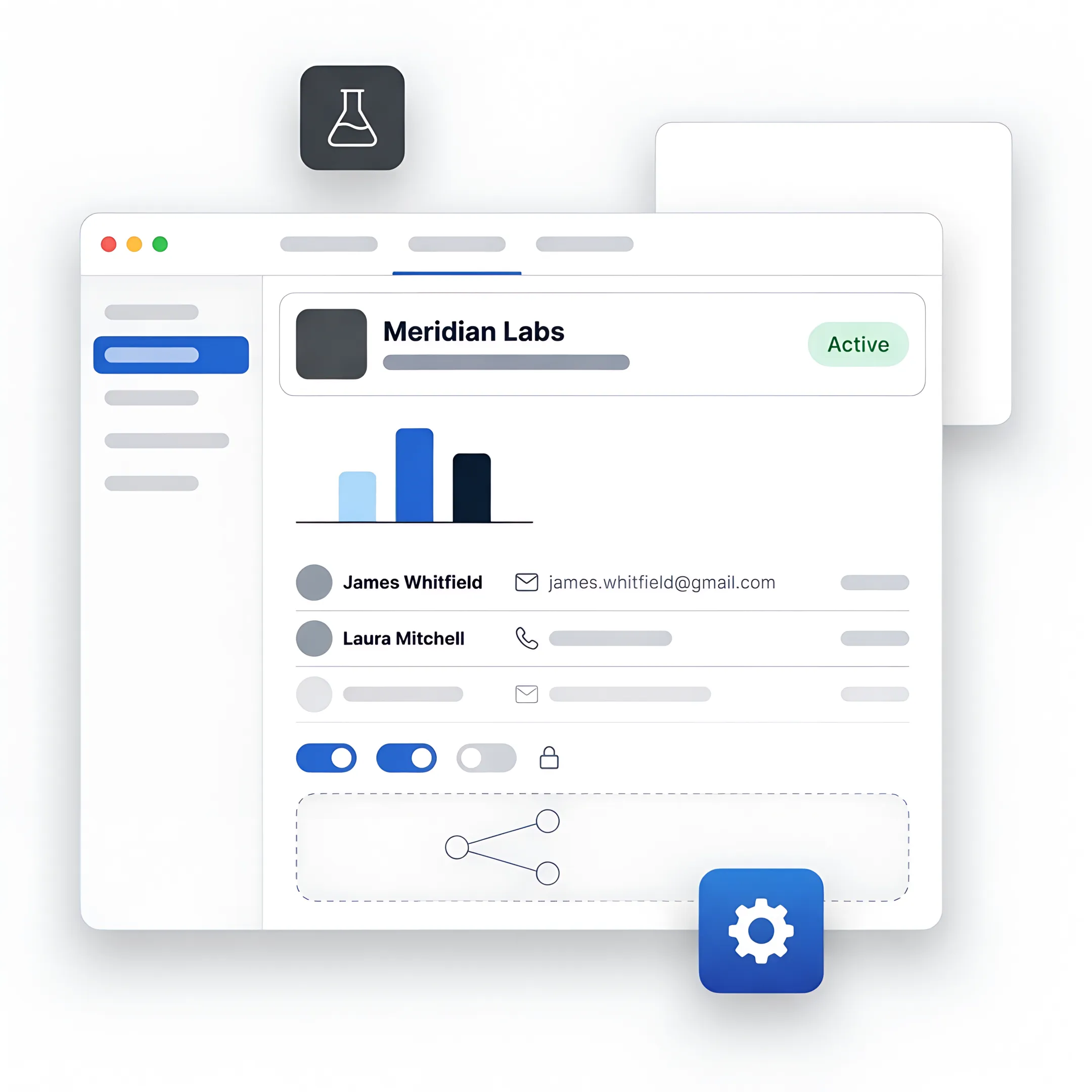 CRM dashboard supporting laboratory customer management