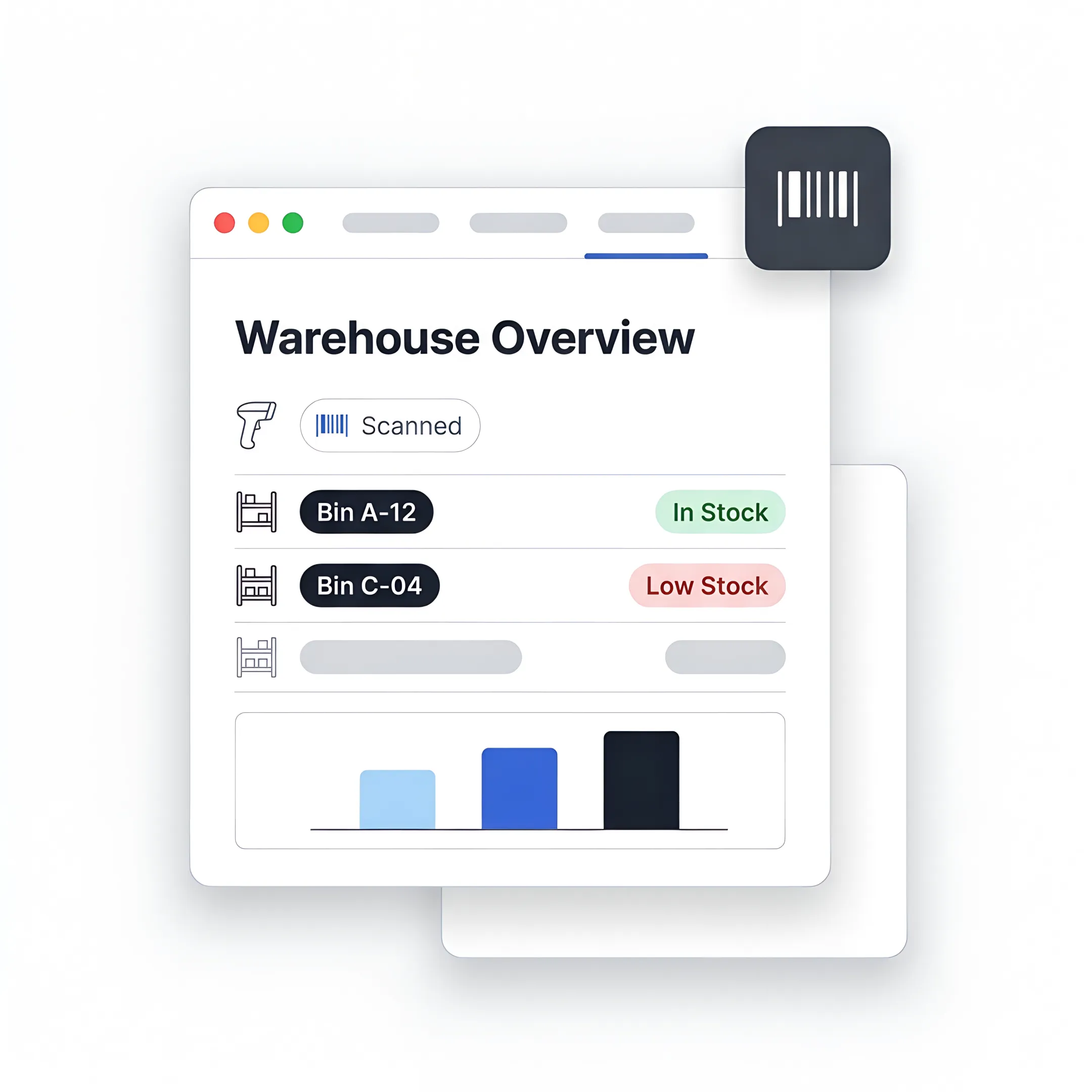 Warehouse worker scanning inventory with optimization software