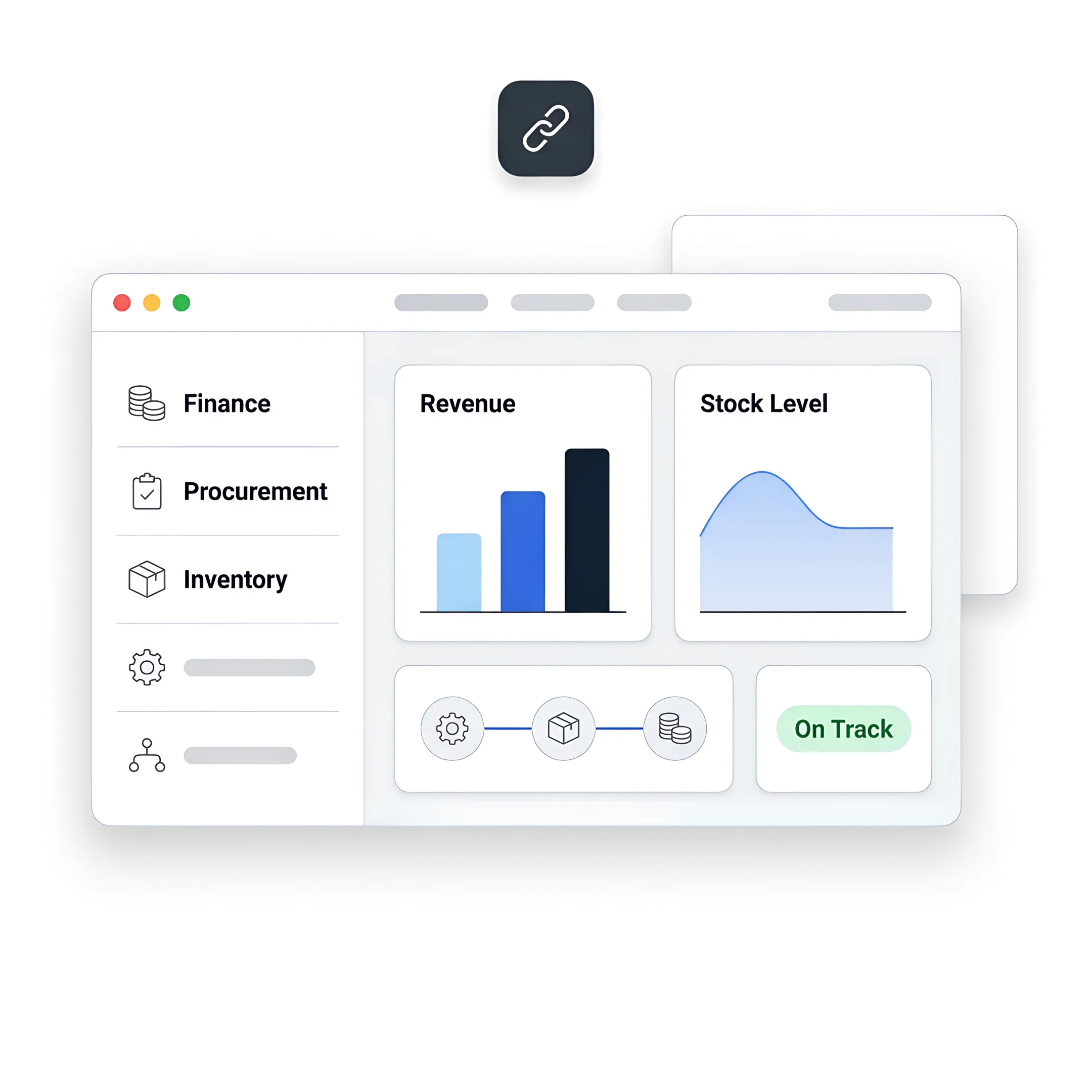 Custom ERP dashboard showing connected business operations