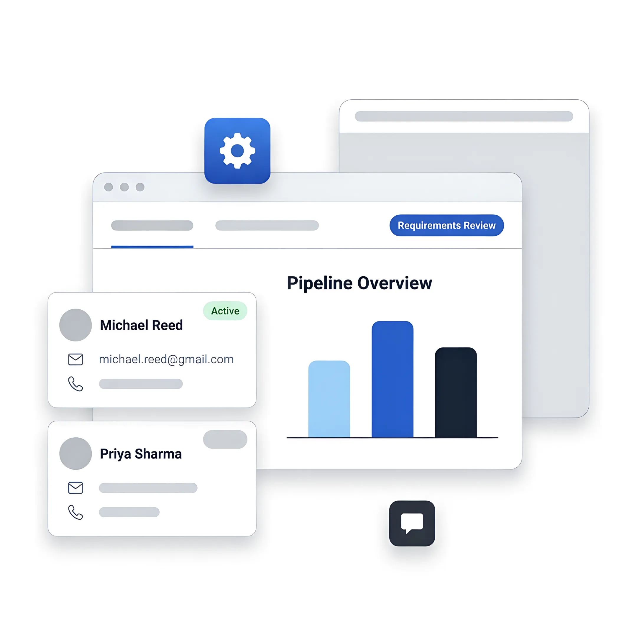 Developer presenting a tailored business software interface