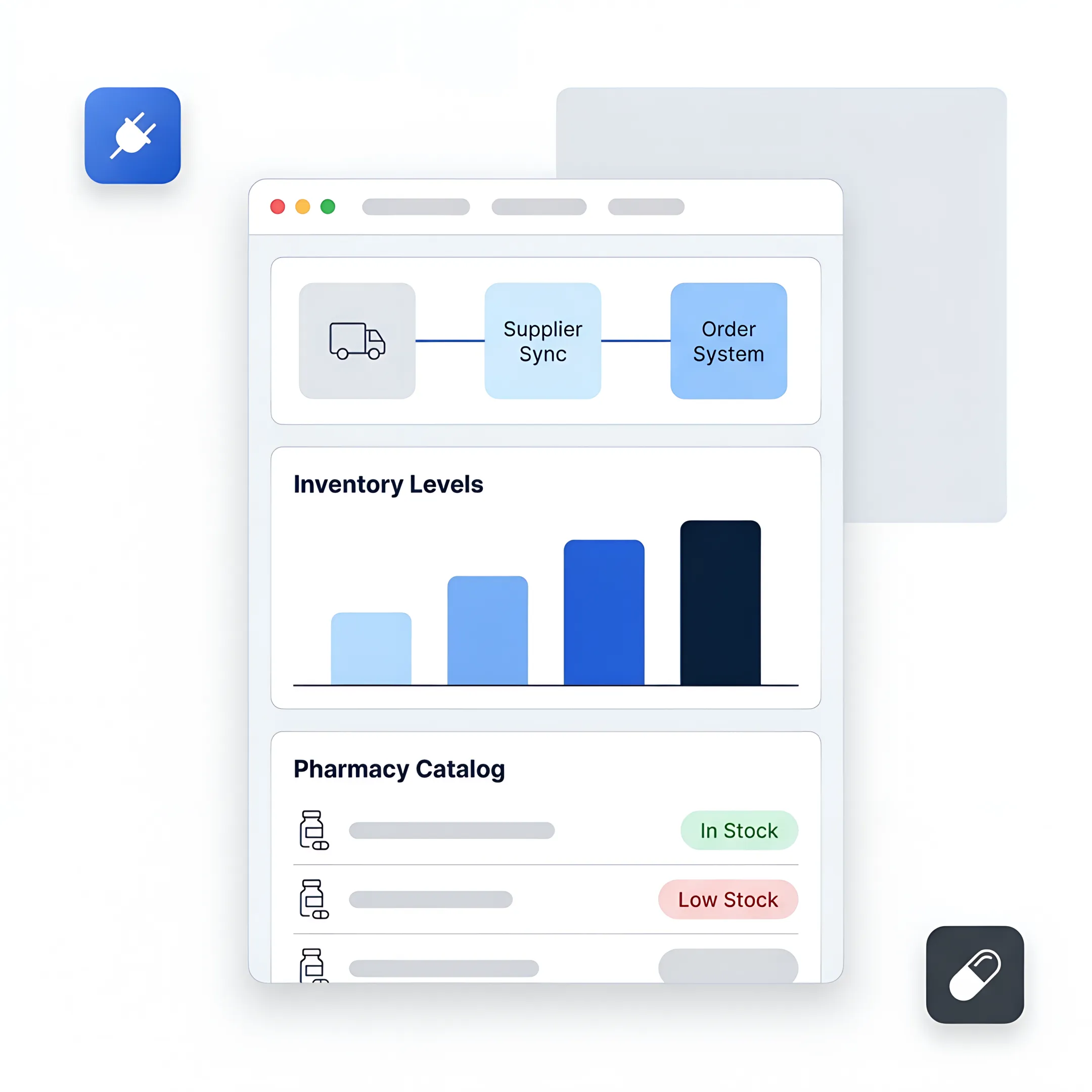 Team reviewing pharmacy inventory software requirements and connected system workflows