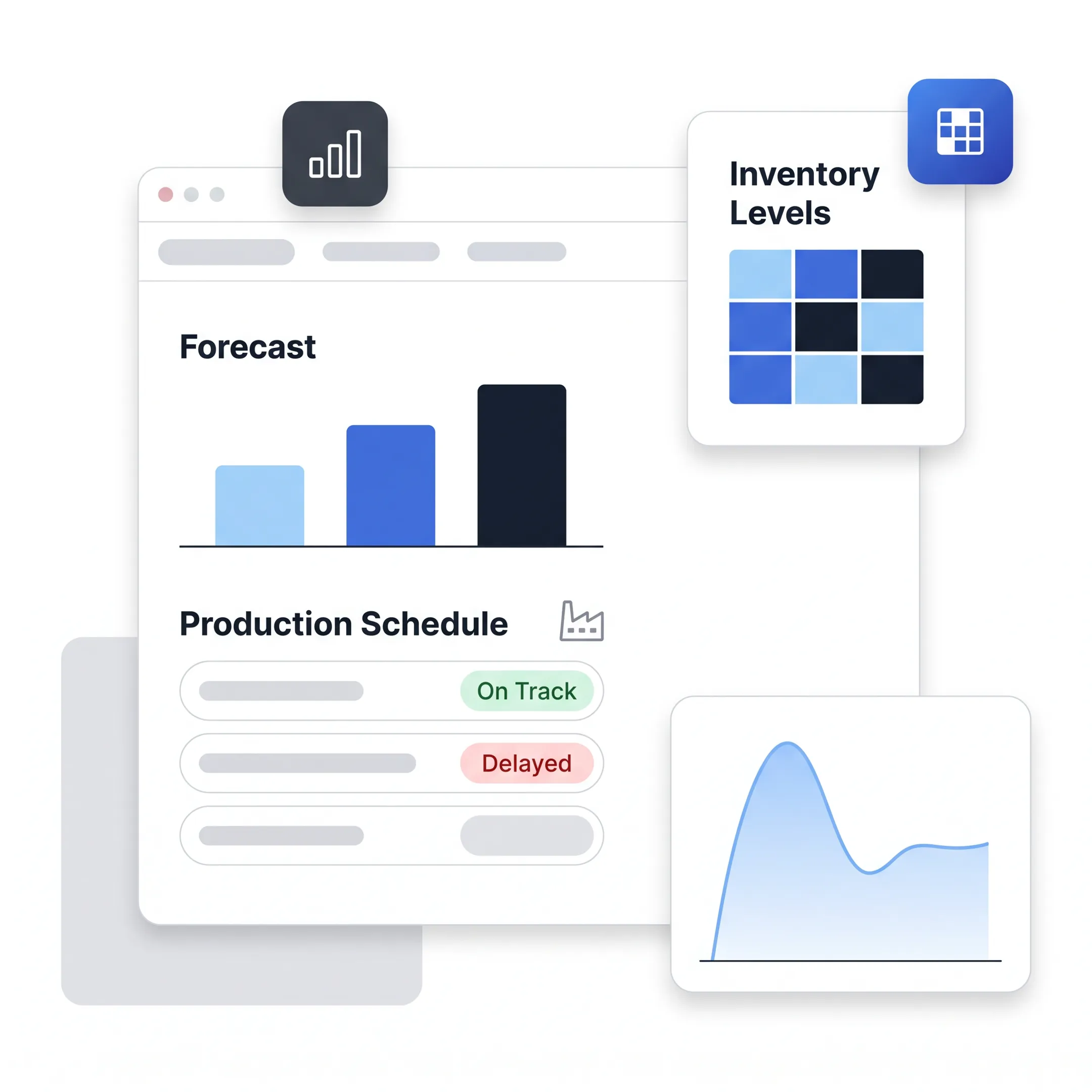 Planner reviewing manufacturing forecast analytics