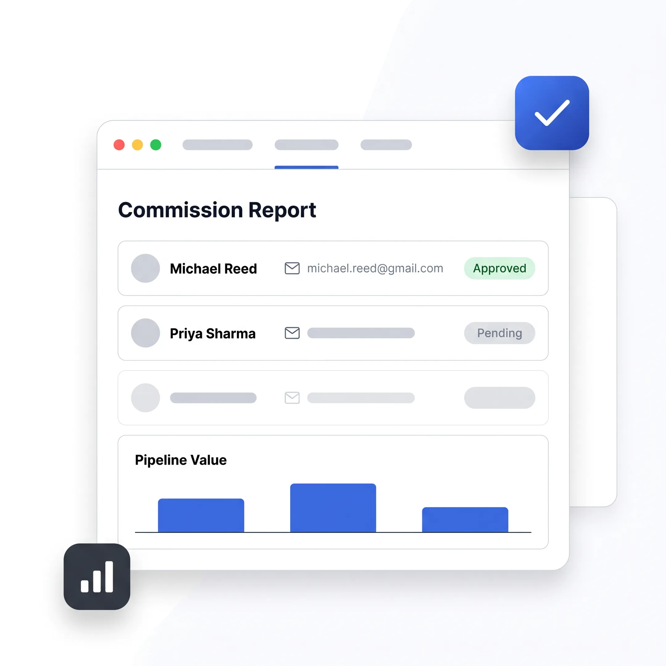 Sales team reviewing CRM commission reports