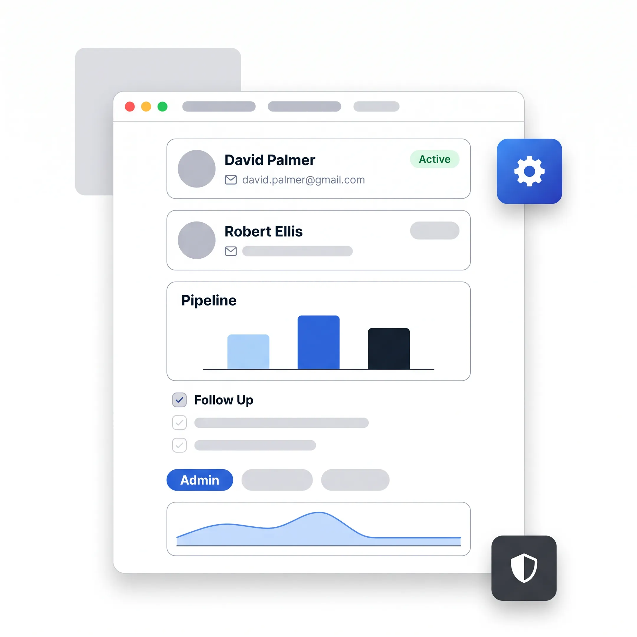 Custom CRM workflow displayed on a desktop monitor