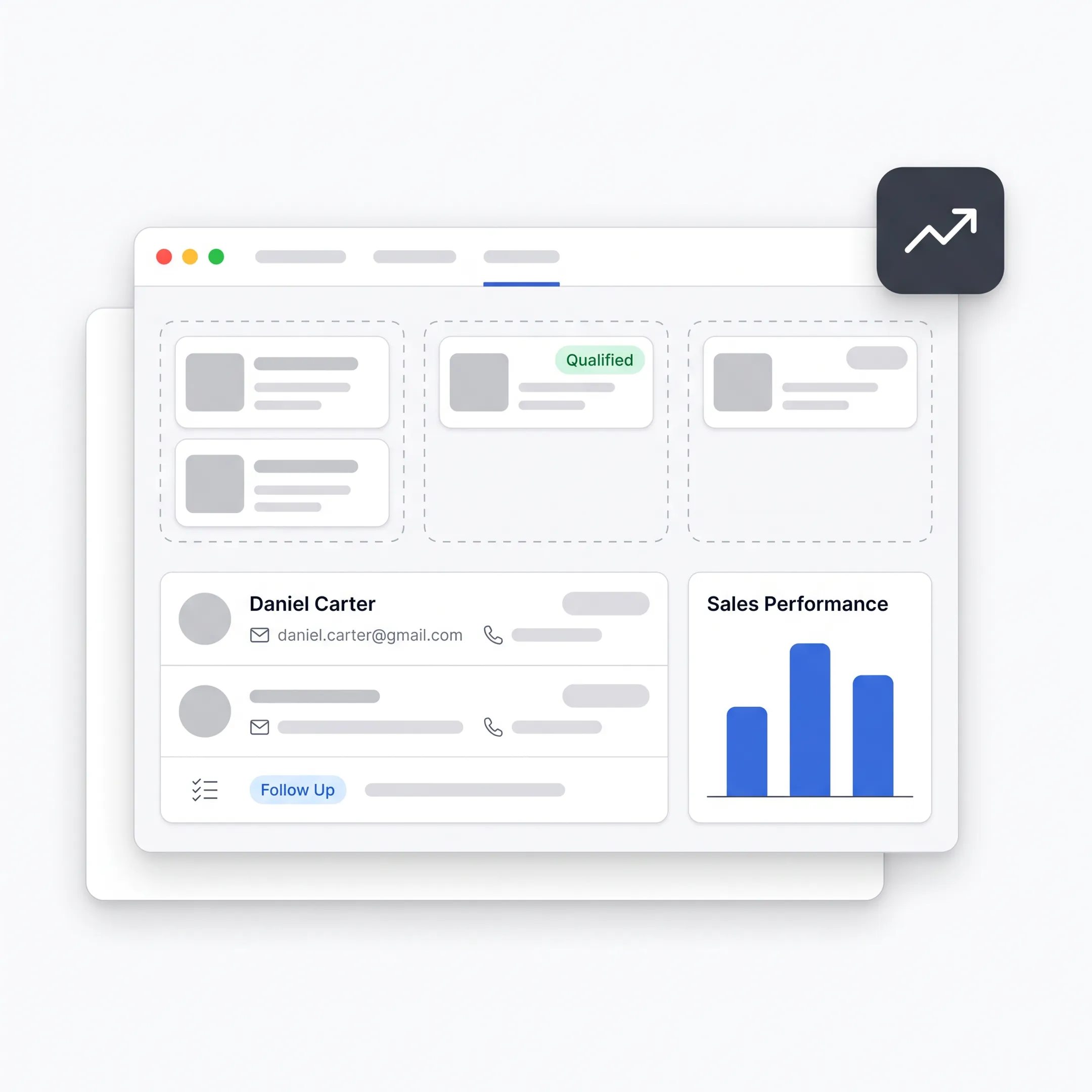 Real estate CRM dashboard showing leads and opportunities