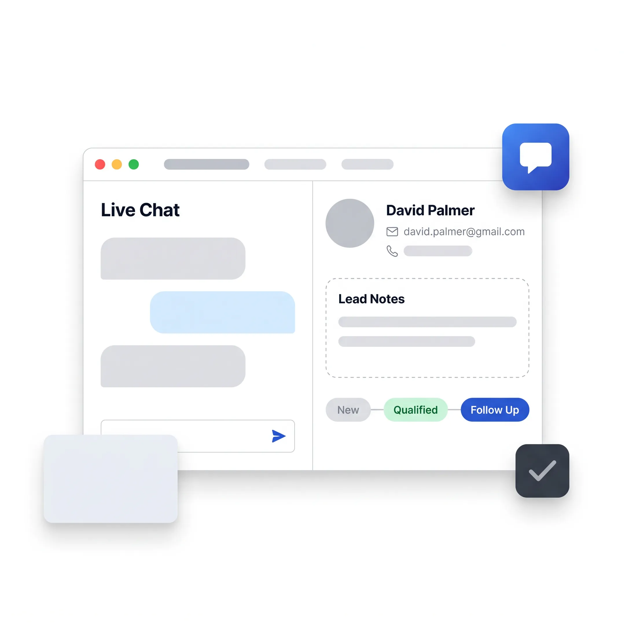 CRM live chat integration dashboard