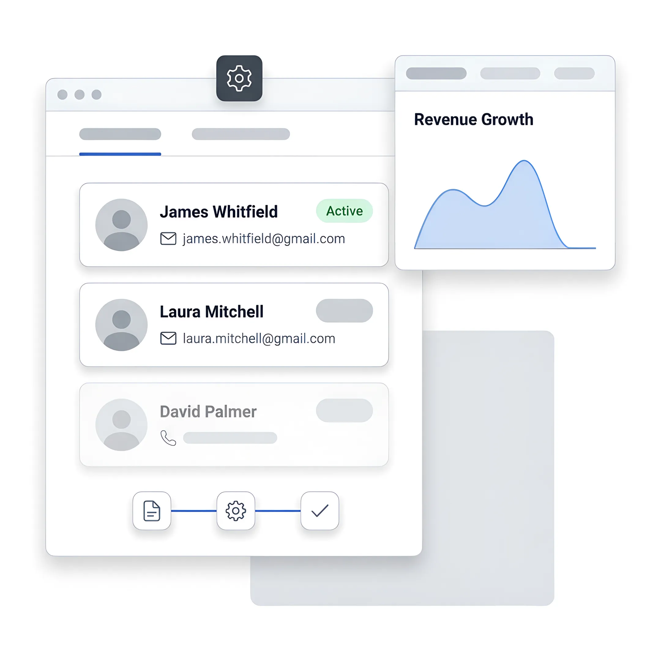 CRM dashboard showing customer and sales data